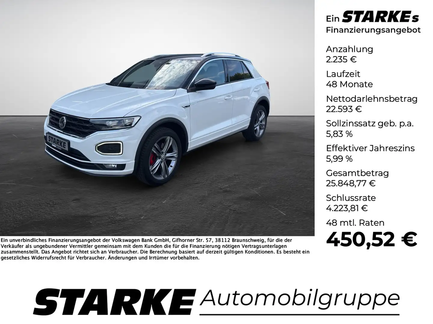 Volkswagen T-Roc 2.0 TDI DSG R-Line Sport Blanc - 1