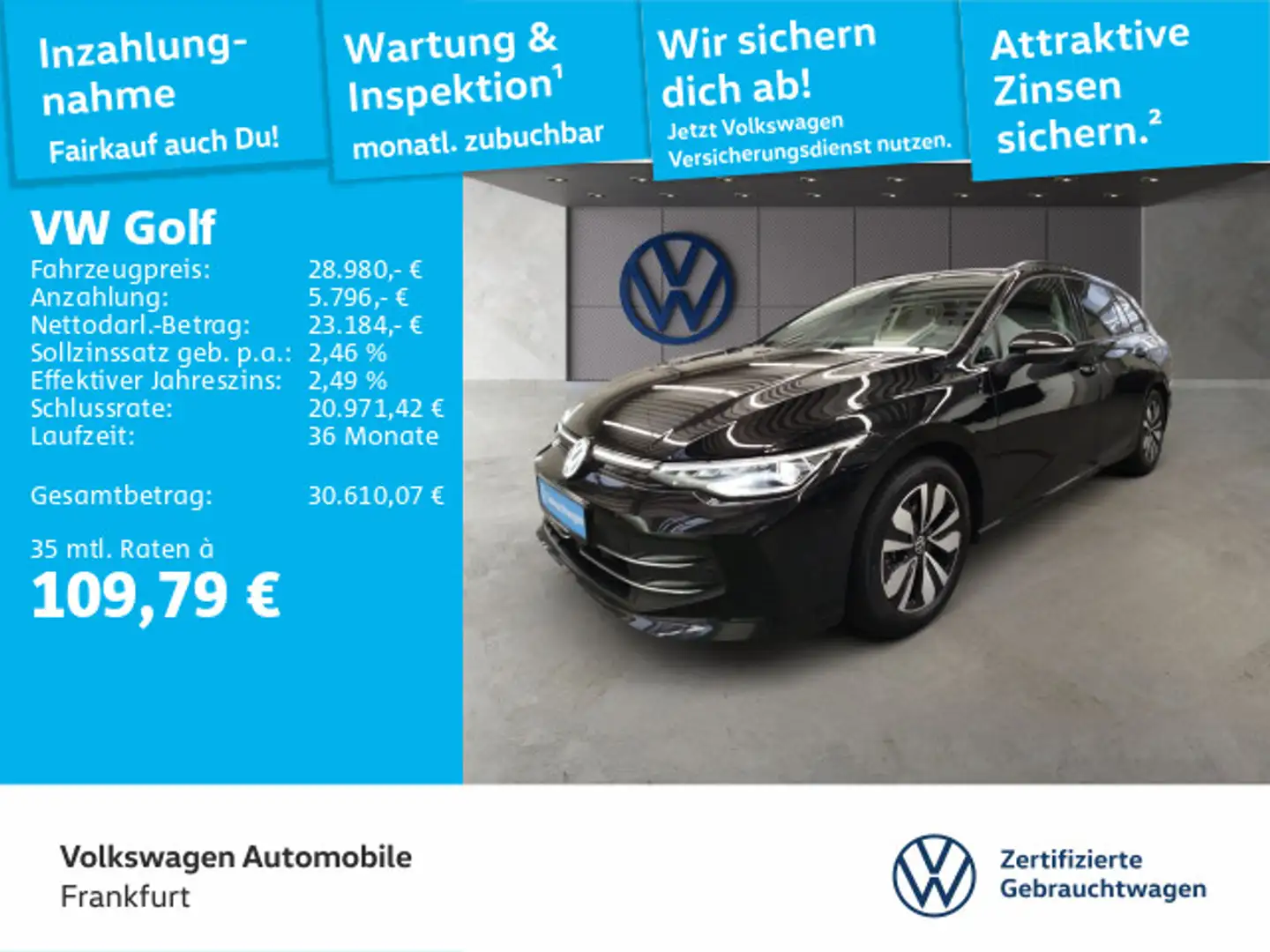 Volkswagen Golf Variant Golf VIII Variant 2.0 TDI Goal Navi AHK Spurwech Schwarz - 1
