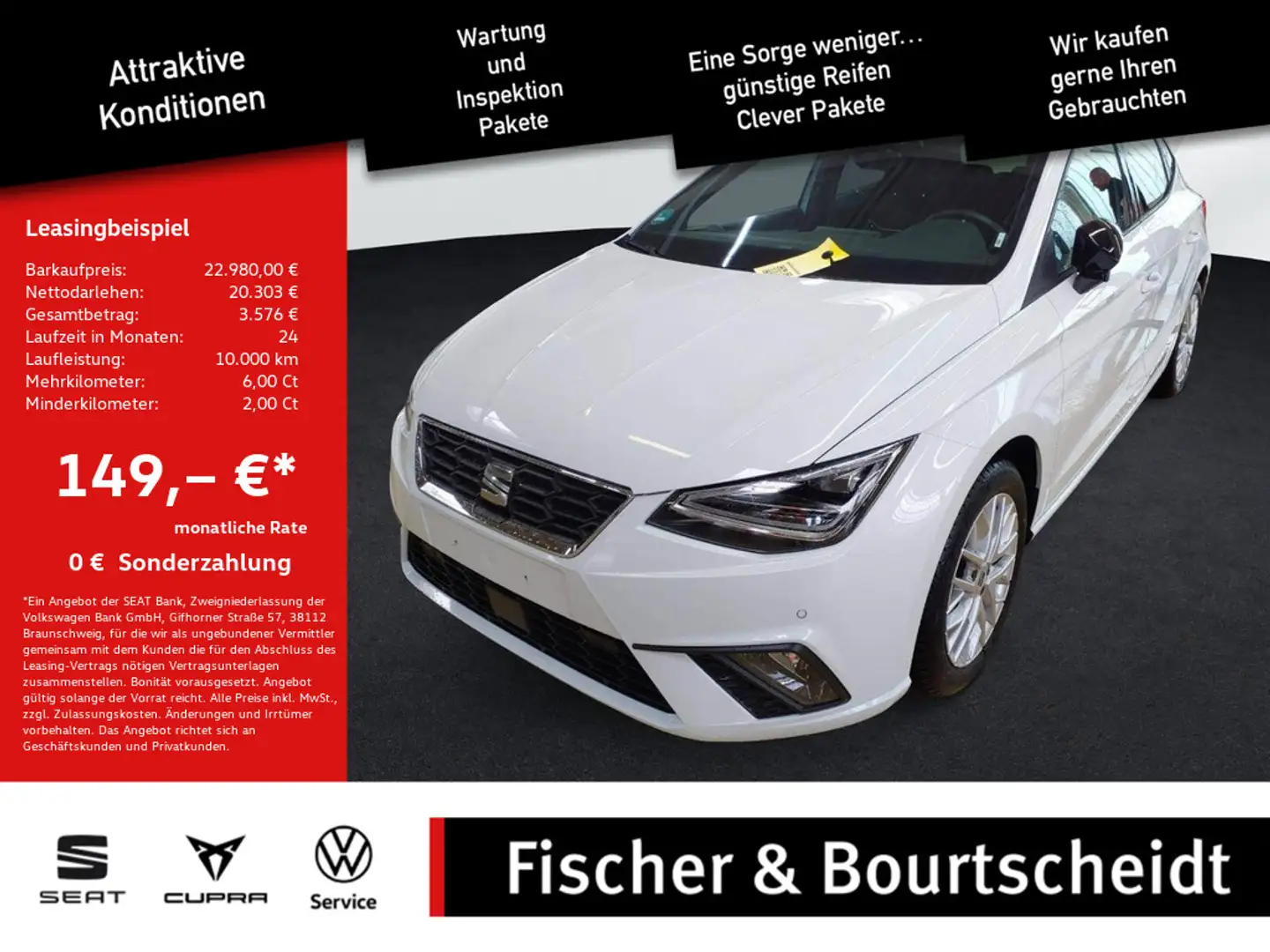 SEAT Ibiza 1.0 TSI FR NAV ACC LED SHZ Weiß - 1