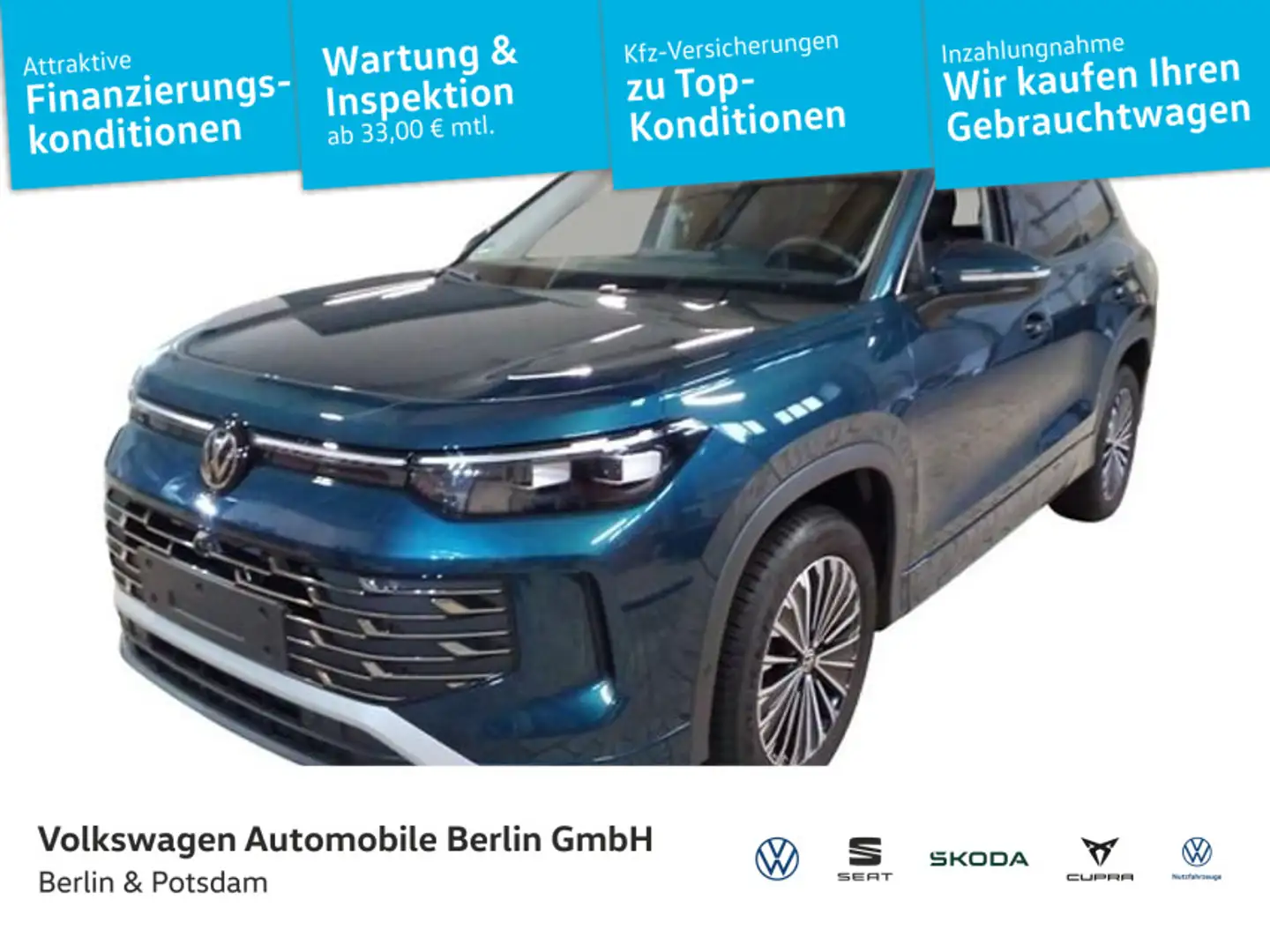 Volkswagen Tayron 2.0 TDI DSG Eleg 4M Leder P-Dach AHK Kame Blau - 1