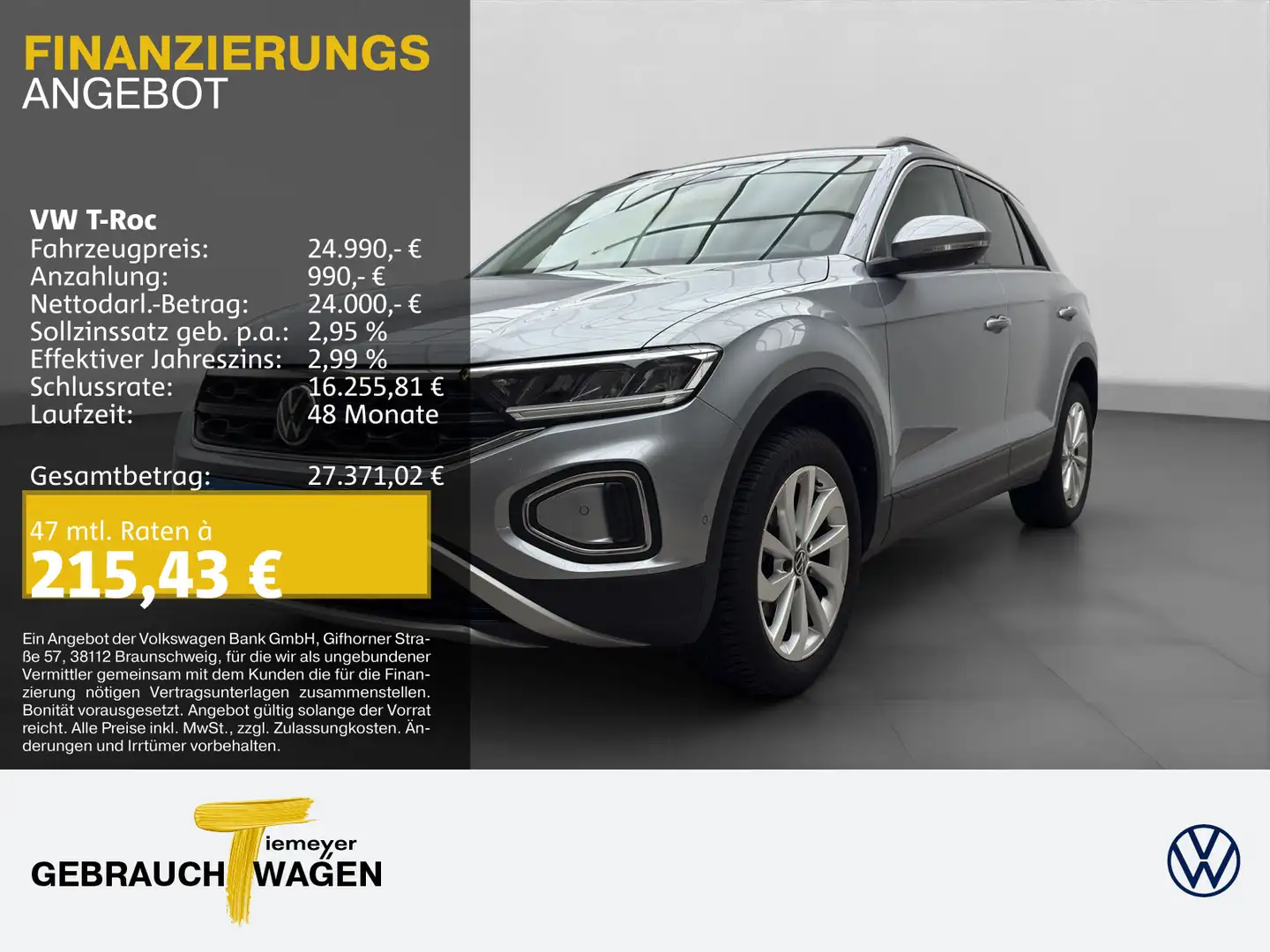 Volkswagen T-Roc 2.0 TDI LIFE LM17 NAVI KAMERA Silber - 1