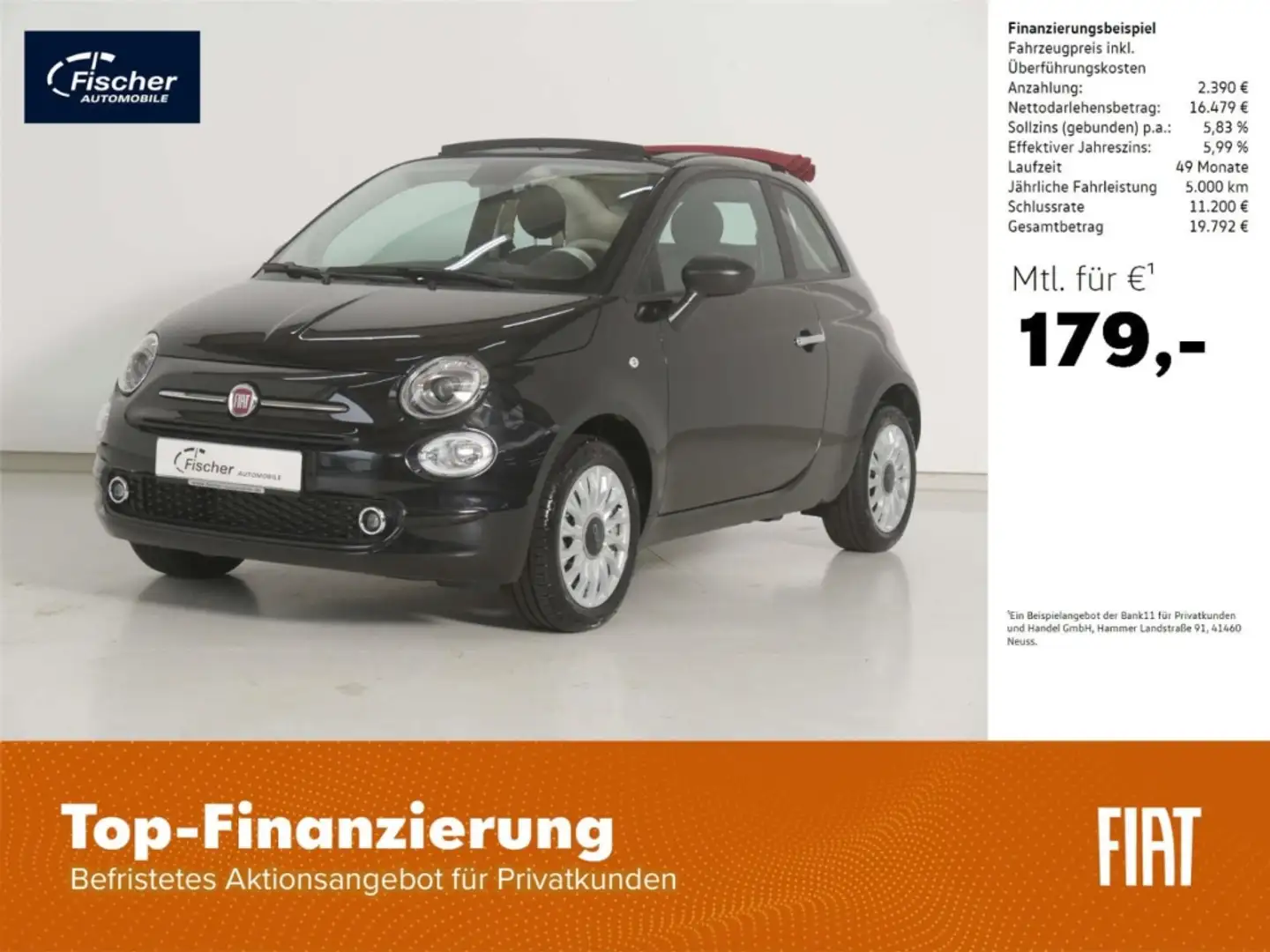 Fiat 500C 1.0 GSE Hybrid MY 23 Schwarz - 1