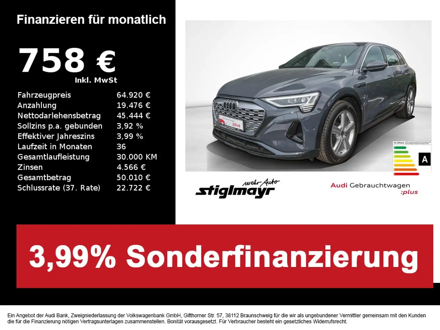 Audi Q8 e-tron 55 quattro ACC+AHK+HUD+MATRIX+ALU 20´ Gris - 1