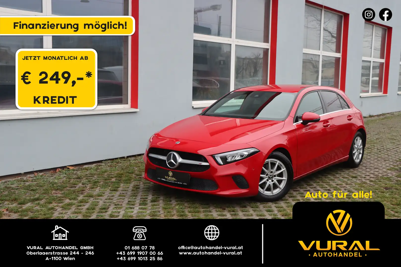 Mercedes-Benz A 180 d | R.Kamera | ACC | Tempomat | LEDER | NAVI |LED Rot - 1