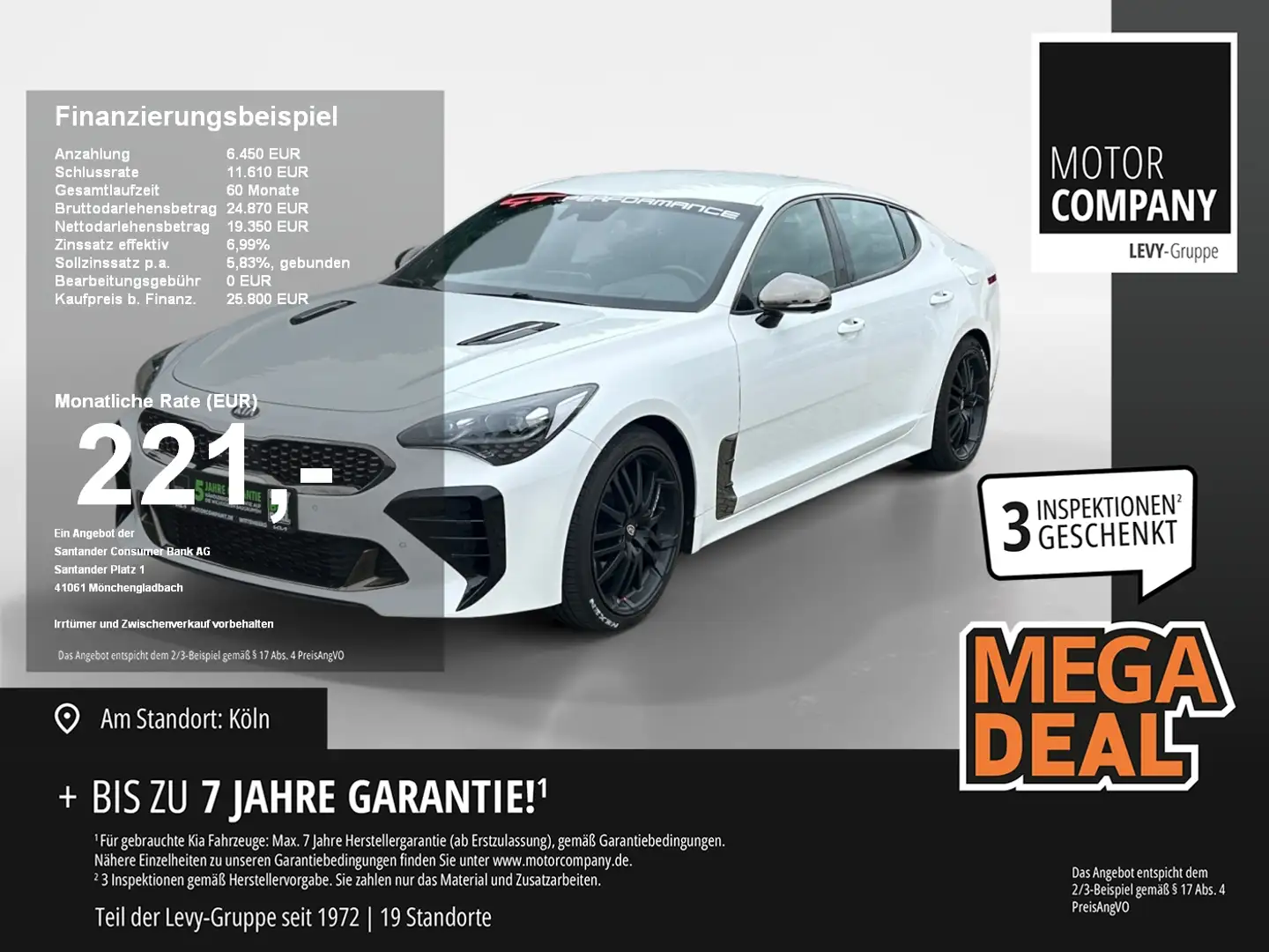 Kia Stinger 2.0 T-GDI GT-Line +Automatik+Navi+R.Kam++ Weiß - 1