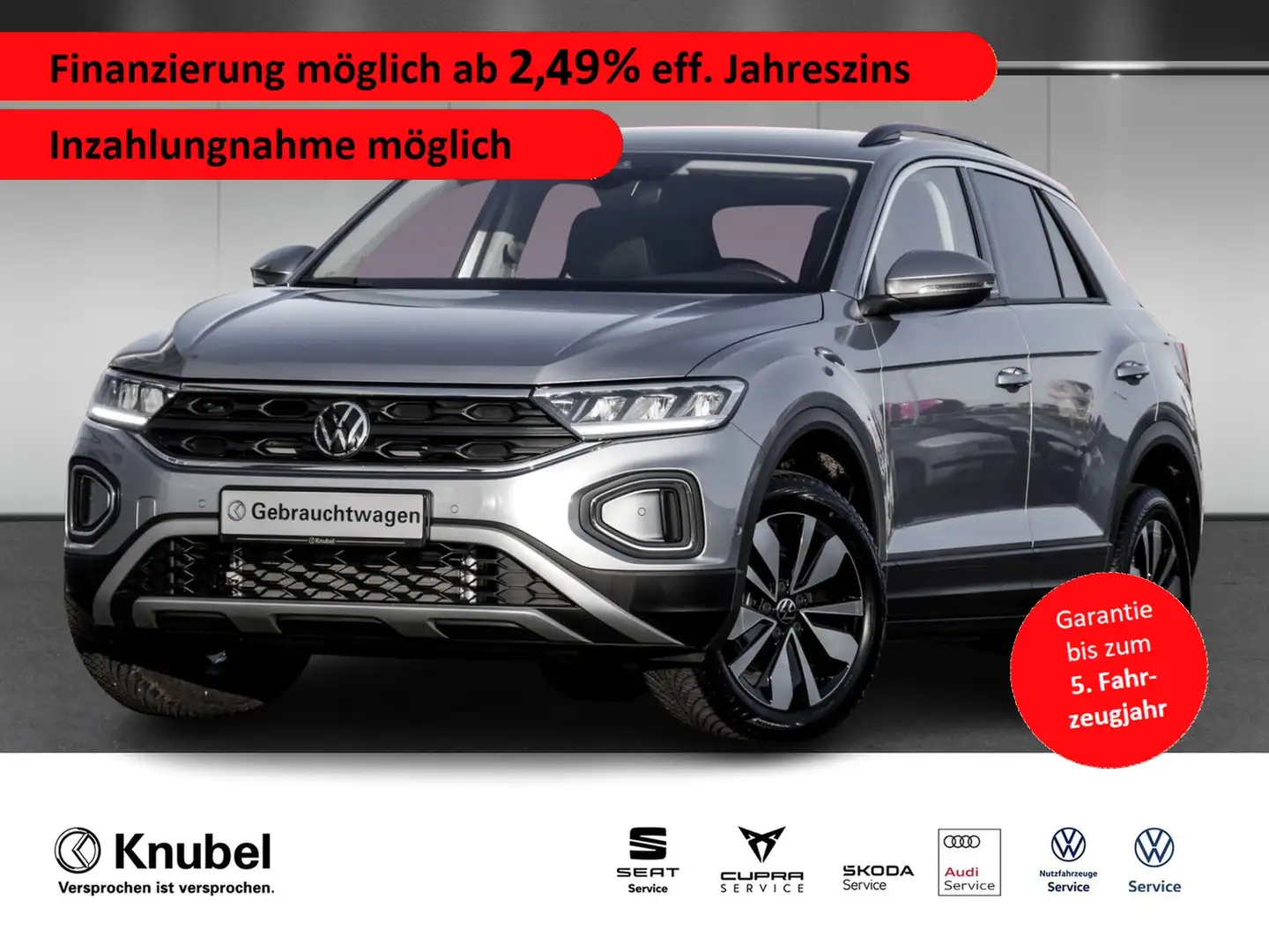 Volkswagen T-Roc MOVE 1.5 TSI DSG LED Navi ParkAss. RKamera Silber - 1