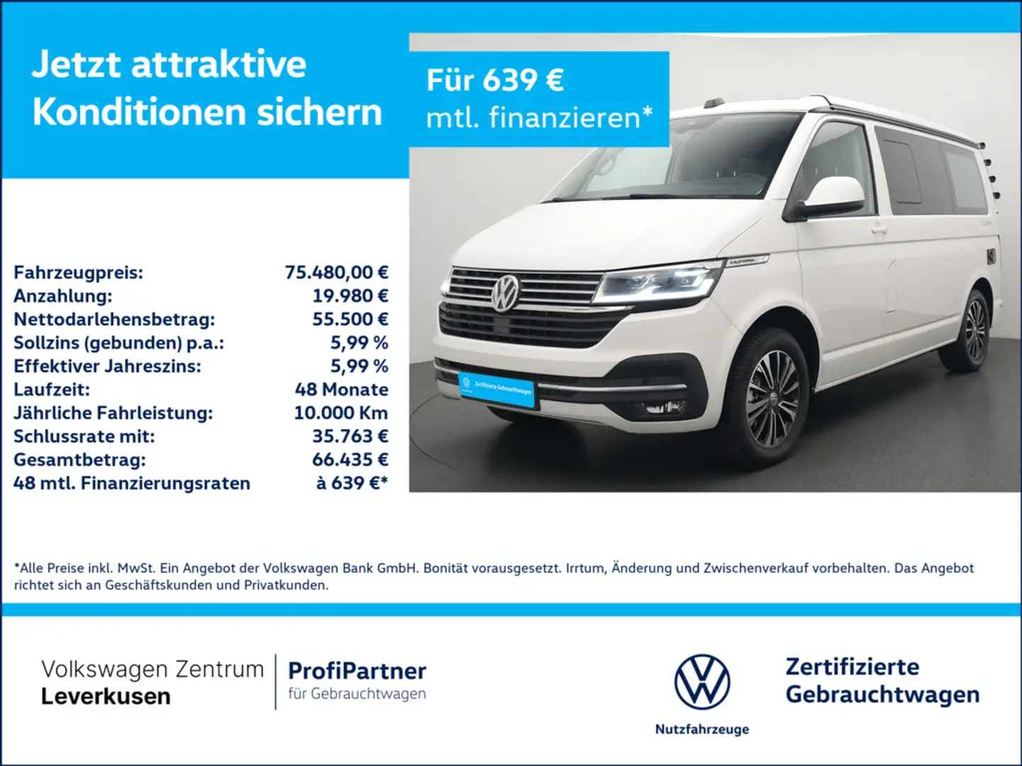 Volkswagen T6.1 California Ocean STANDHZ ACC KAM AHK NAV Biały - 1