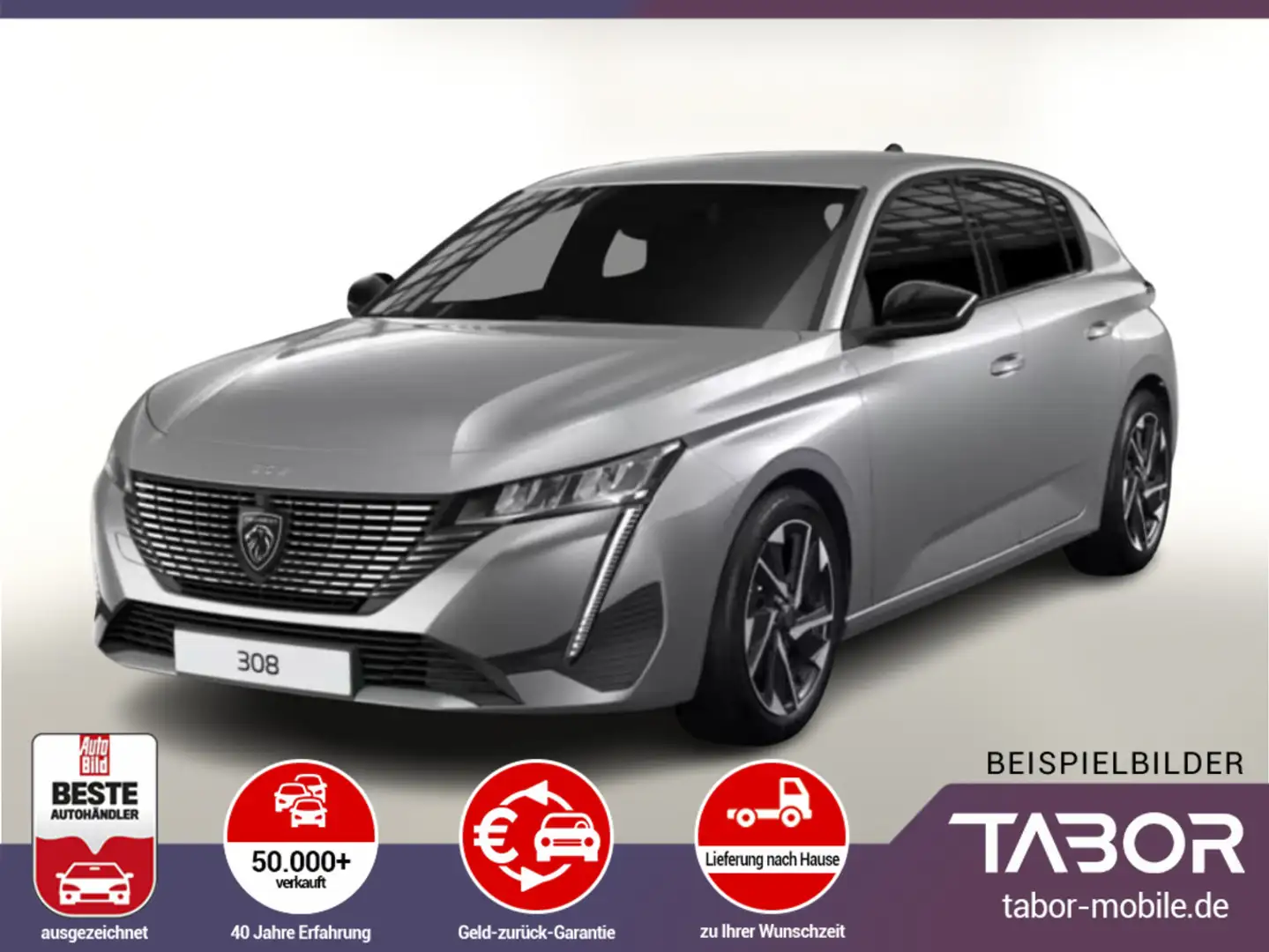 Peugeot 308 130 EAT8 Allure Nav Keyl Kam ACC MirroL PDC Grijs - 1