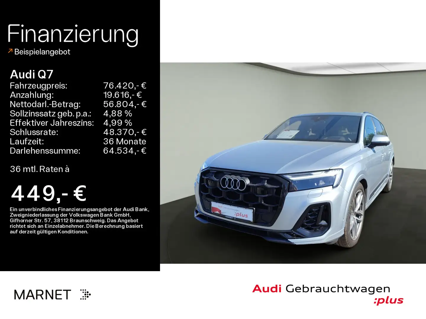 Audi Q7 55 TFSI e quattro S line*Matrix*B&O*HUD*AHK*P Silber - 1