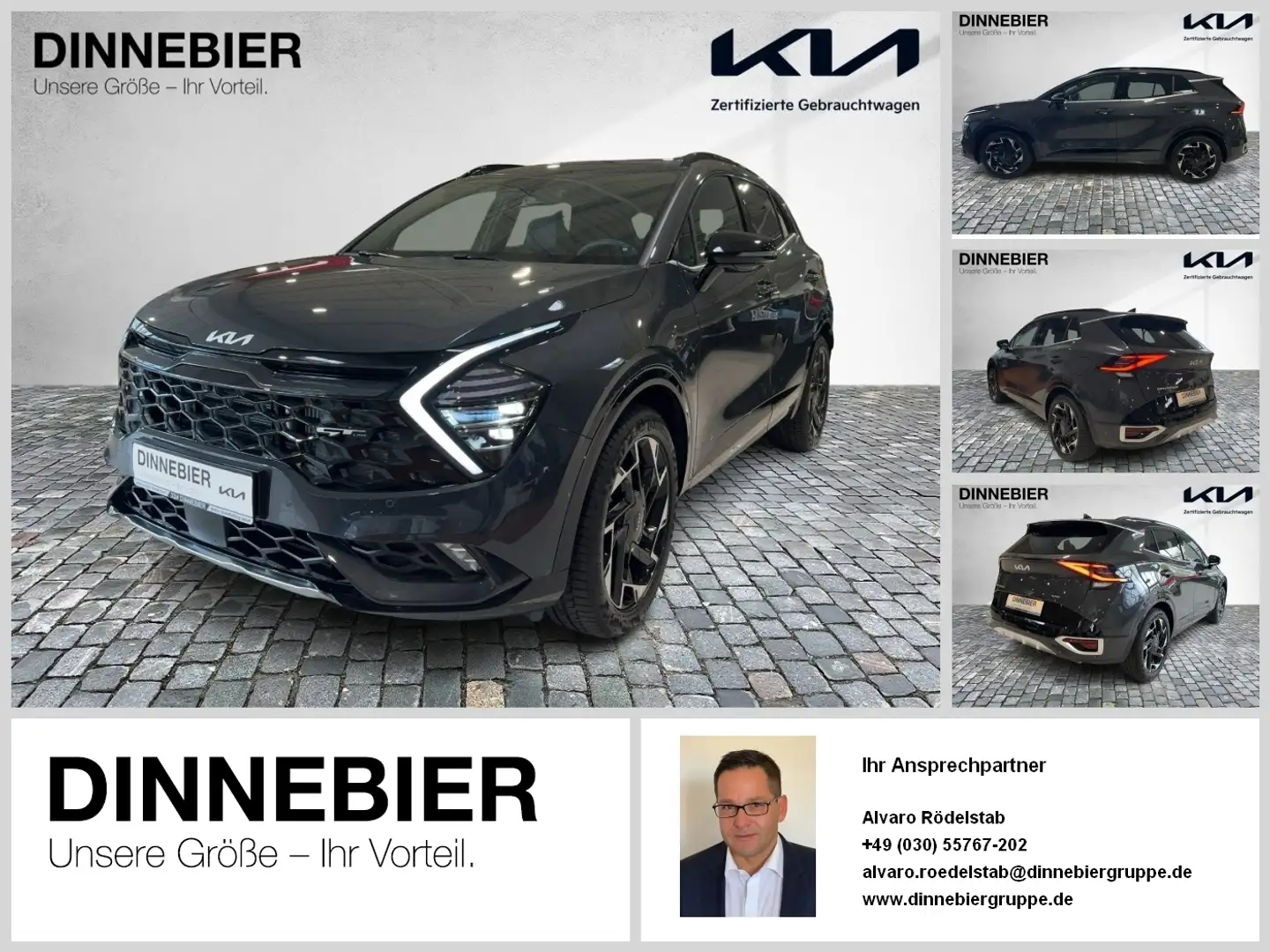 Kia Sportage GT-Line 1.6T AWD+Glasdach+360°+LED Gris - 1