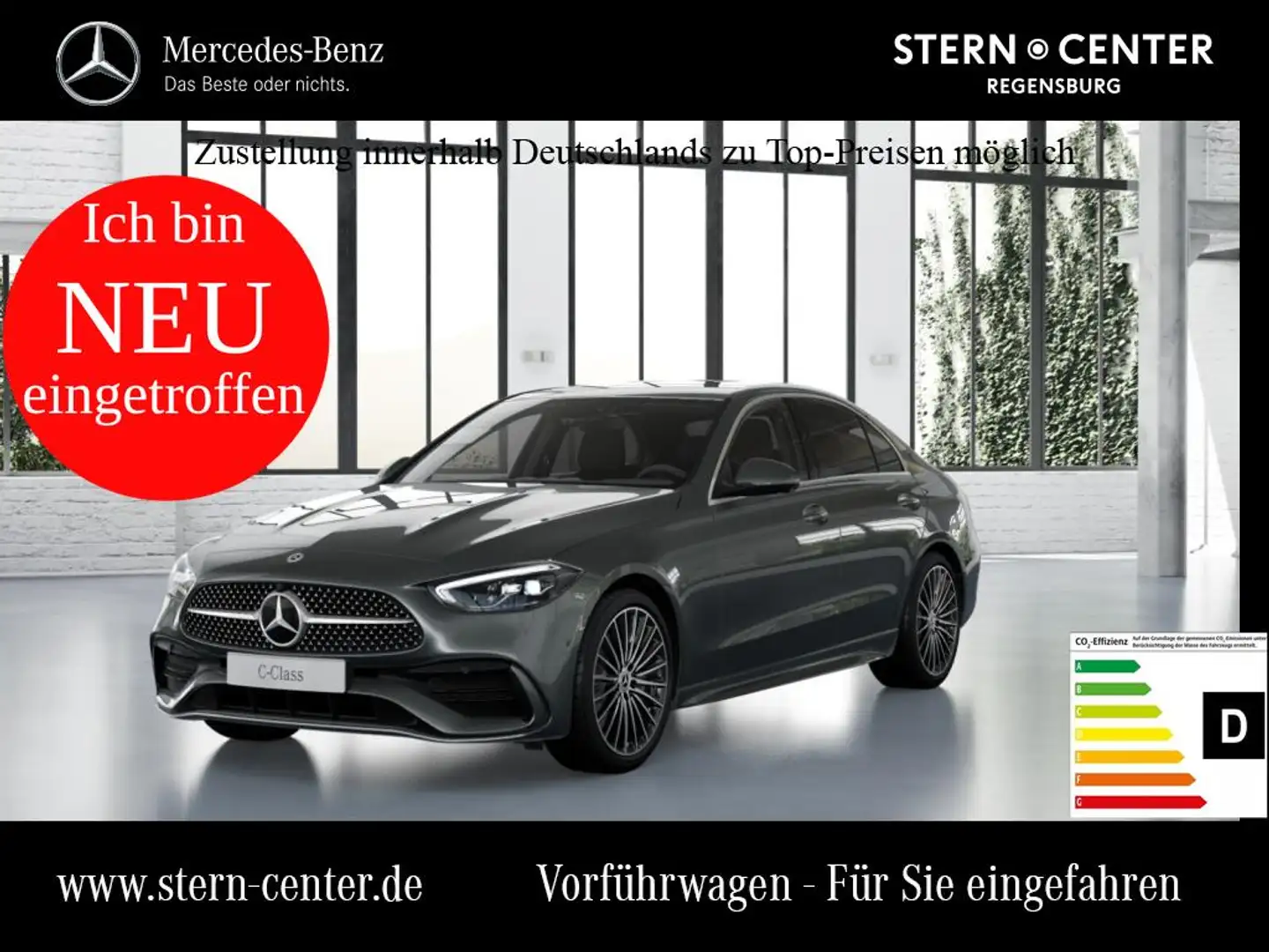 Mercedes-Benz C 200 d LED MBUX AMG AHK 360 Cam Totw Ambiente Szary - 1