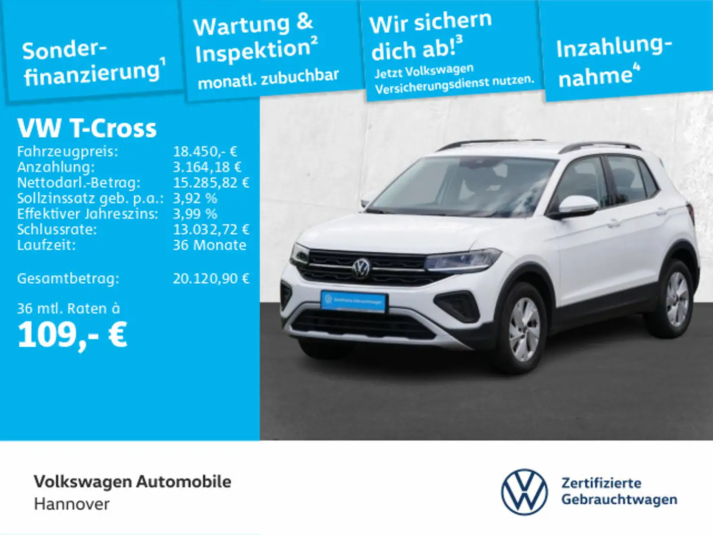Volkswagen T-Cross 1.0 TSI Life ACC LED DigCockp PDC SHZ Blanc - 1
