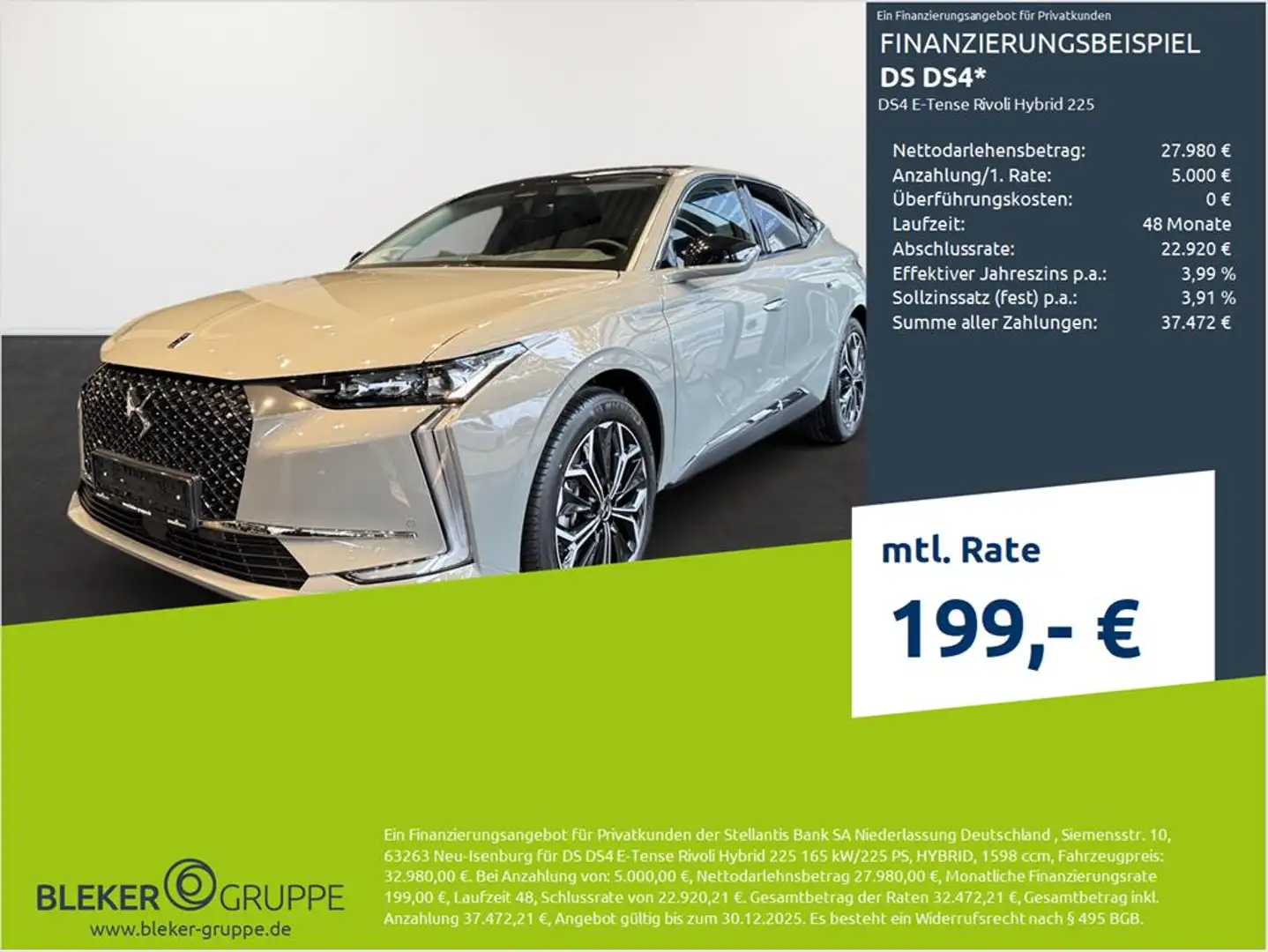 DS Automobiles DS 4 E-Tense Rivoli Hybrid 225 Gris - 1