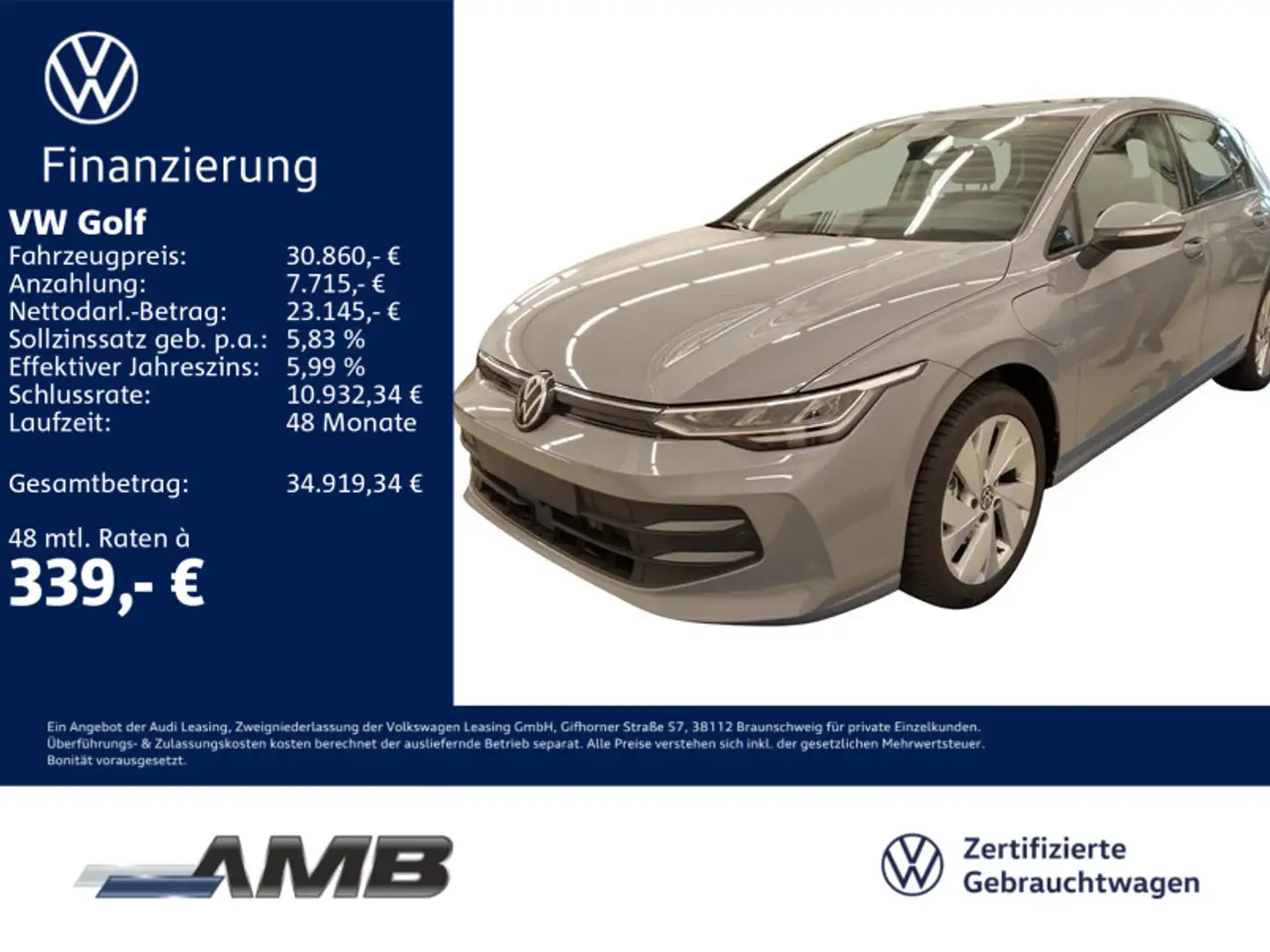 Volkswagen Golf Life 1.5 eHybrid LED/ACC/Sitzhz/bis09.30Gar Grau - 1