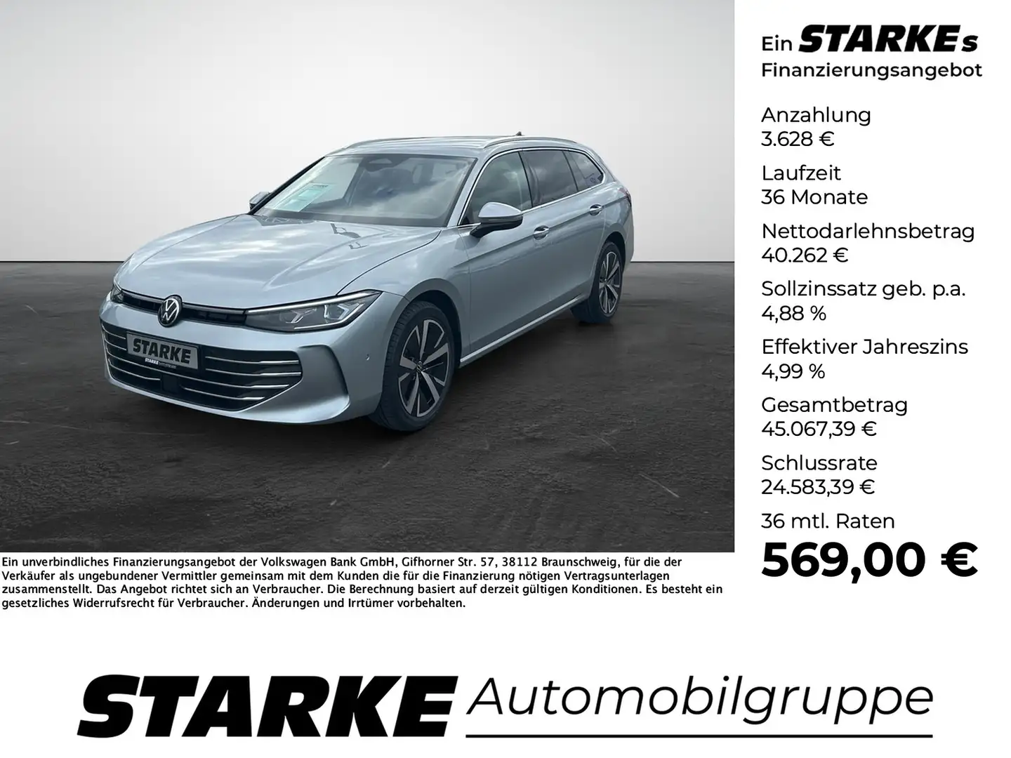 Volkswagen Passat Variant 2.0 TDI DSG Business Silber - 1