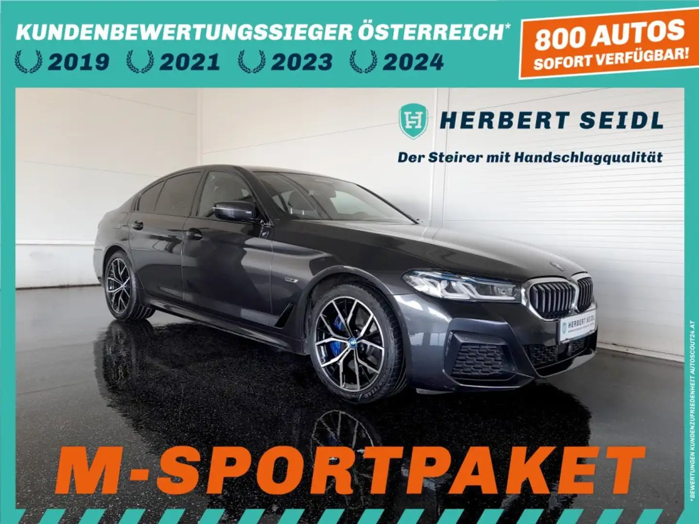 BMW 545 e M-SPORT PHEV 4x4 Aut *LASER LED / NAVI / NAPPALEDER / ACC / DCC / HEAD-UP / AHV & KAMERA / HK SOUND* Grau - 1