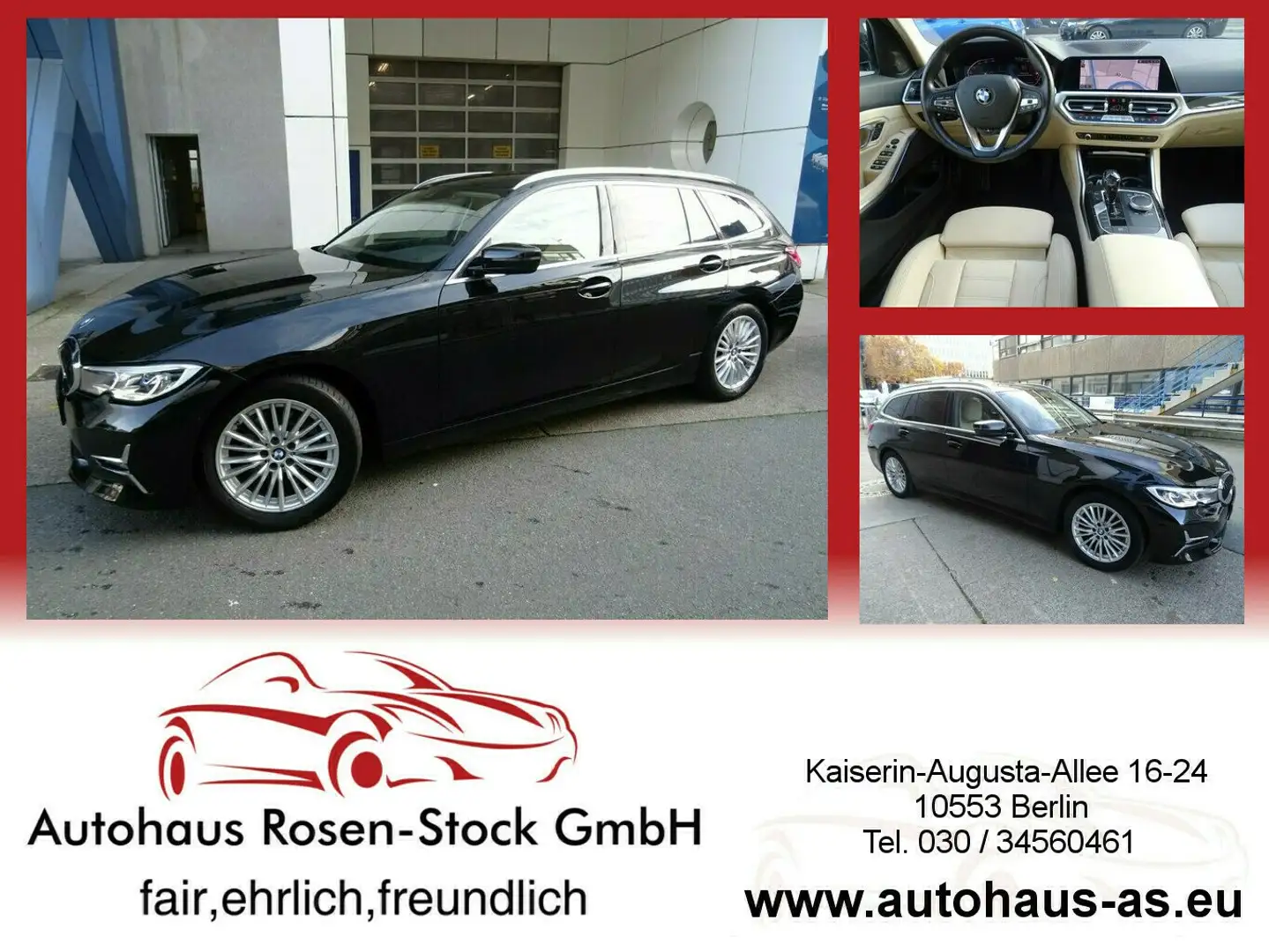BMW 320 320D LuxuryLine Tour,xDrive SAG,Leder,AHK,Kamera,S Noir - 1