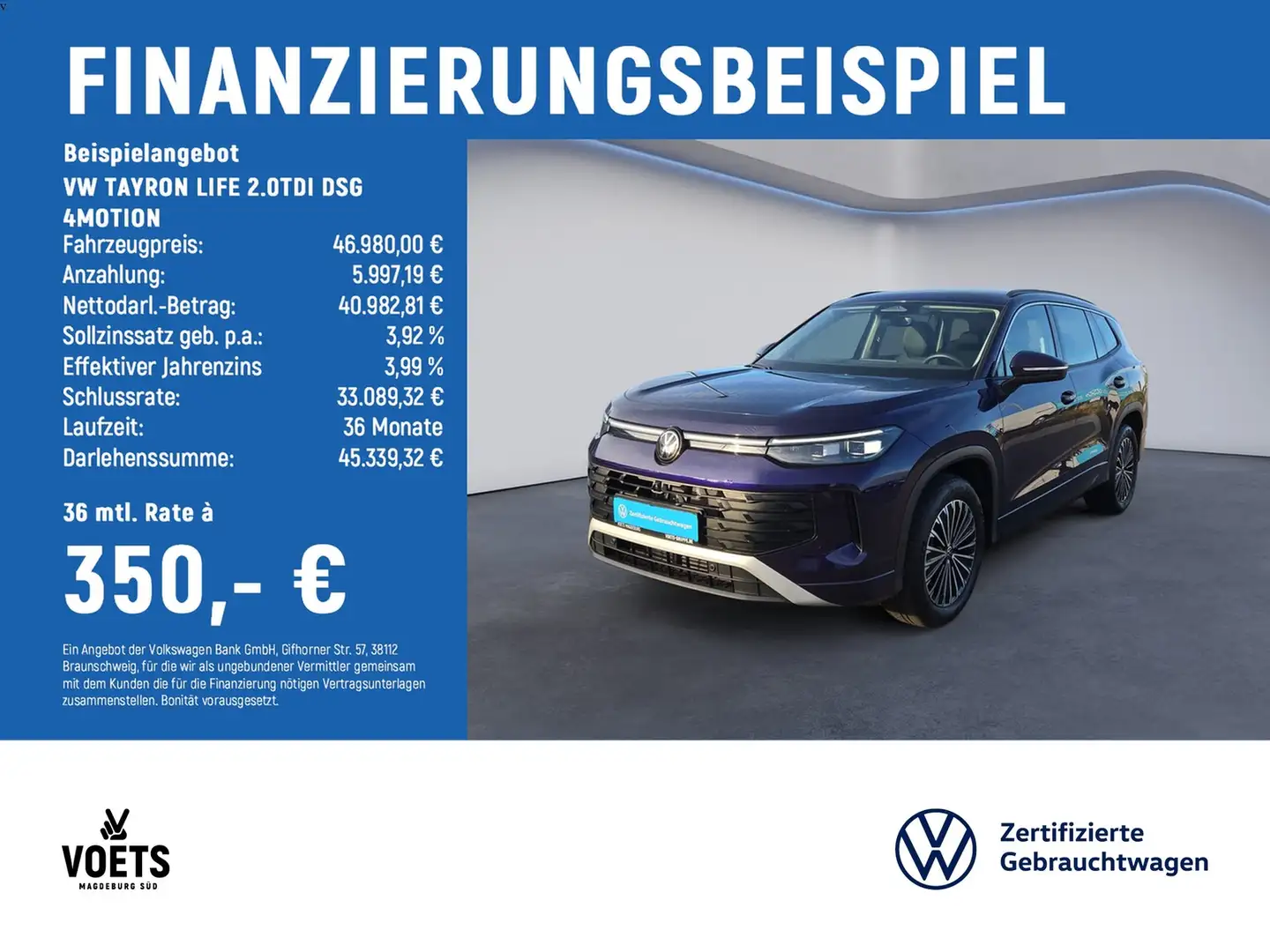 Volkswagen Tayron LIFE 2.0TDI DSG 4MOTION IQ-LIGHT+AHK+AREA Violett - 2