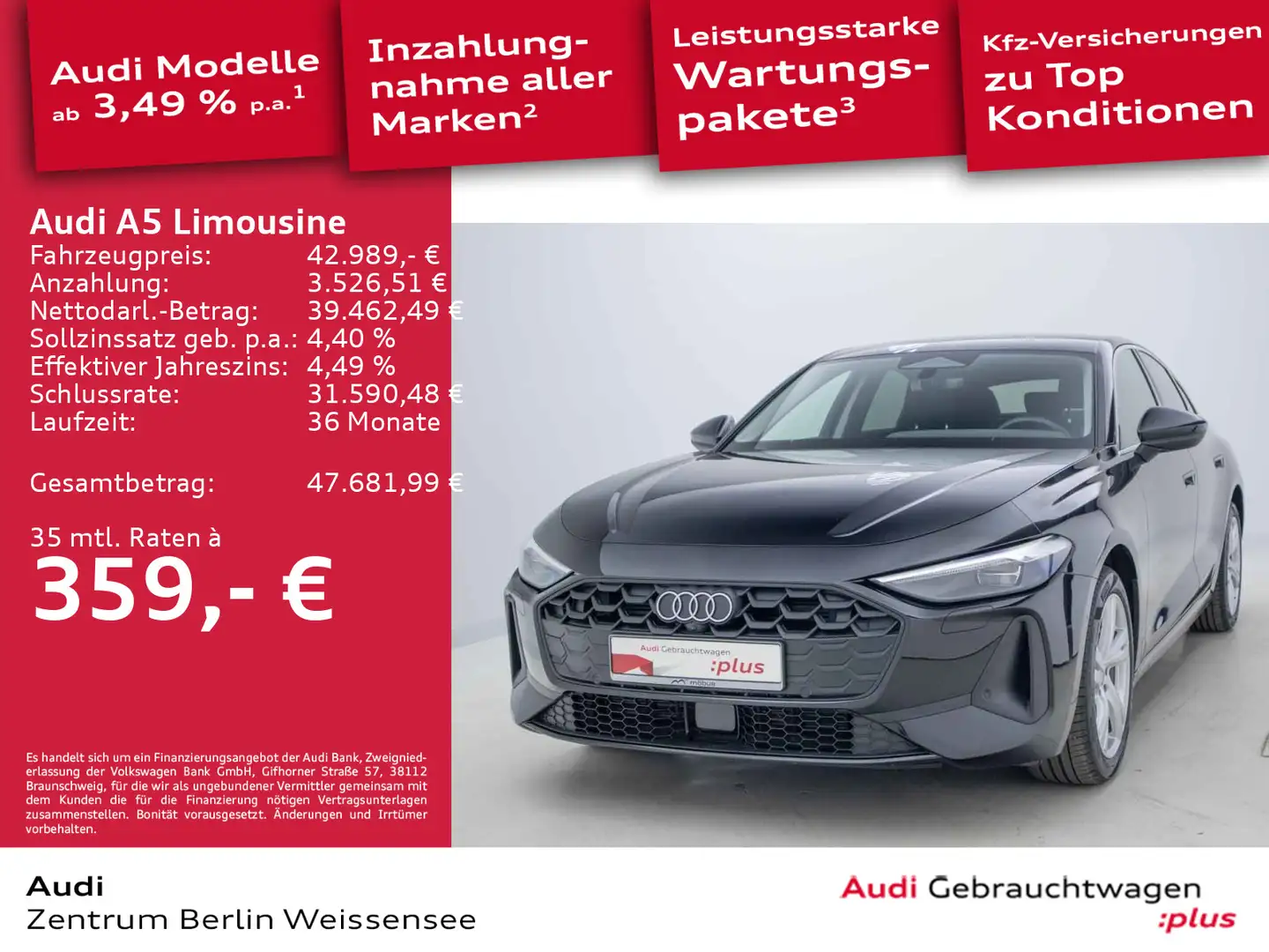 Audi A5 150 kW TDI S-TRO*RFK*ACC*NAV*LEDER* Schwarz - 1