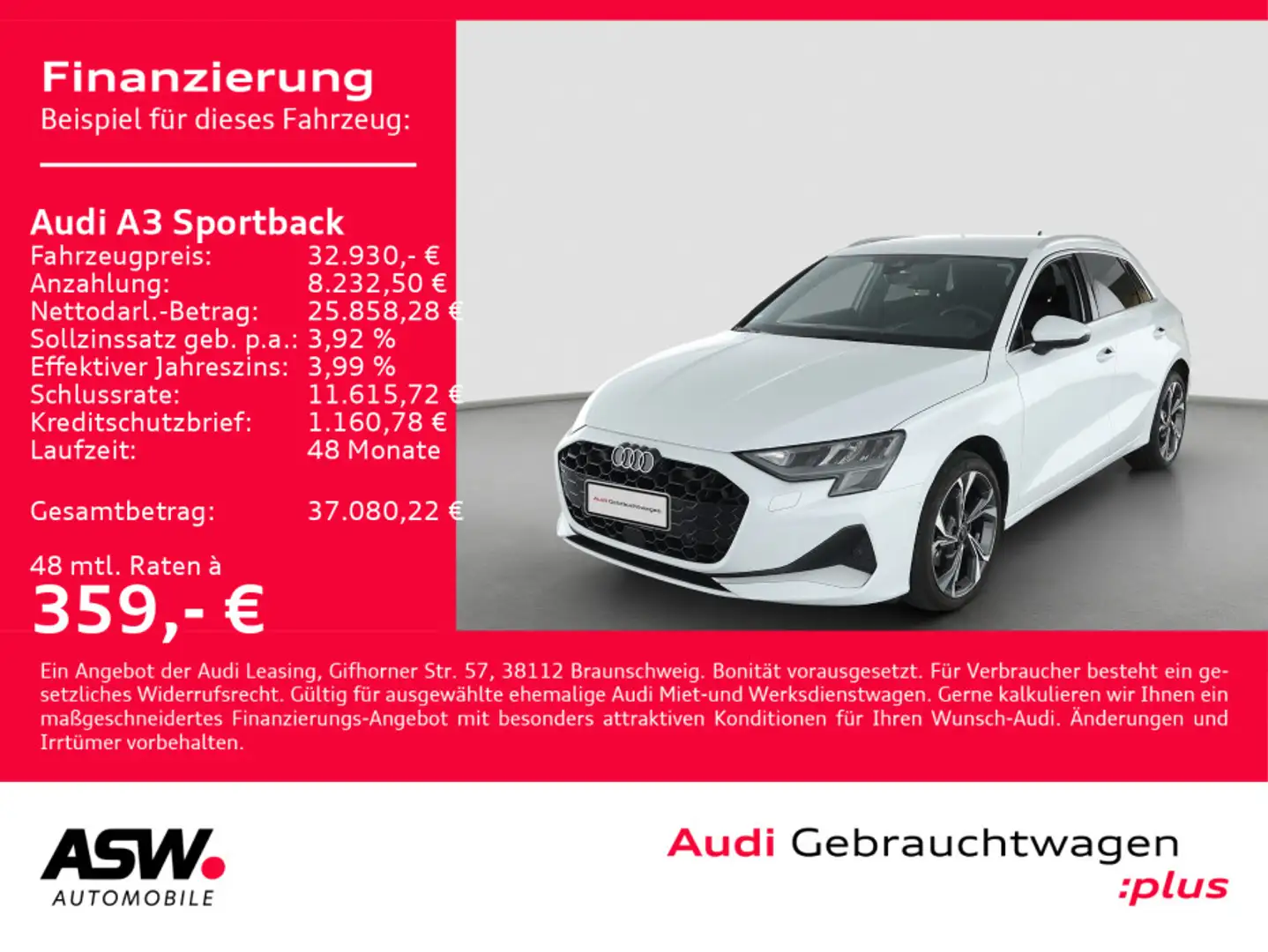 Audi A3 advanced 30TFSI  NAVI LED HUD ACC Weiß - 1