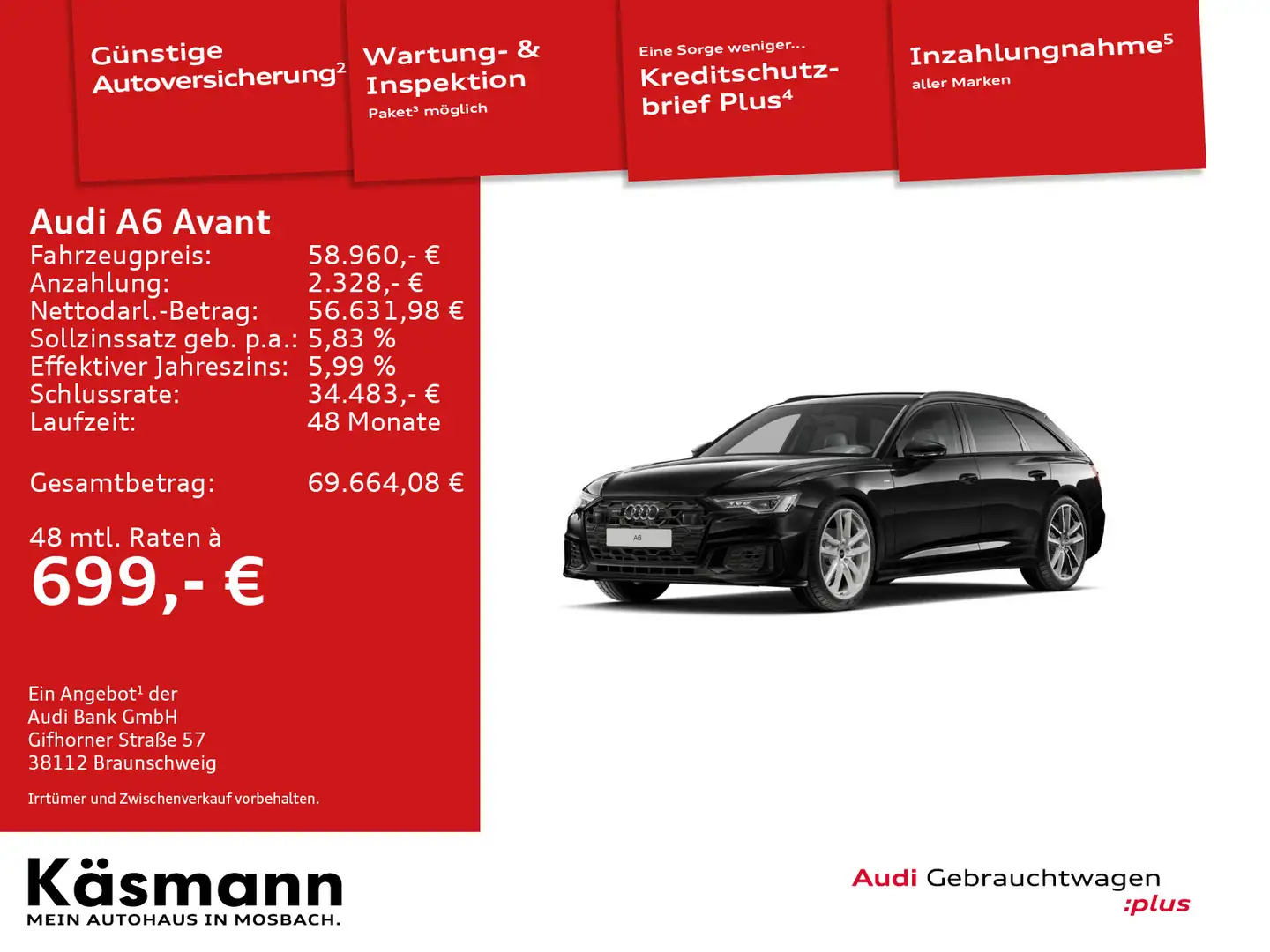 Audi A6 S line 40TDI qu AHK MATRIX 360 ACC Schwarz - 2