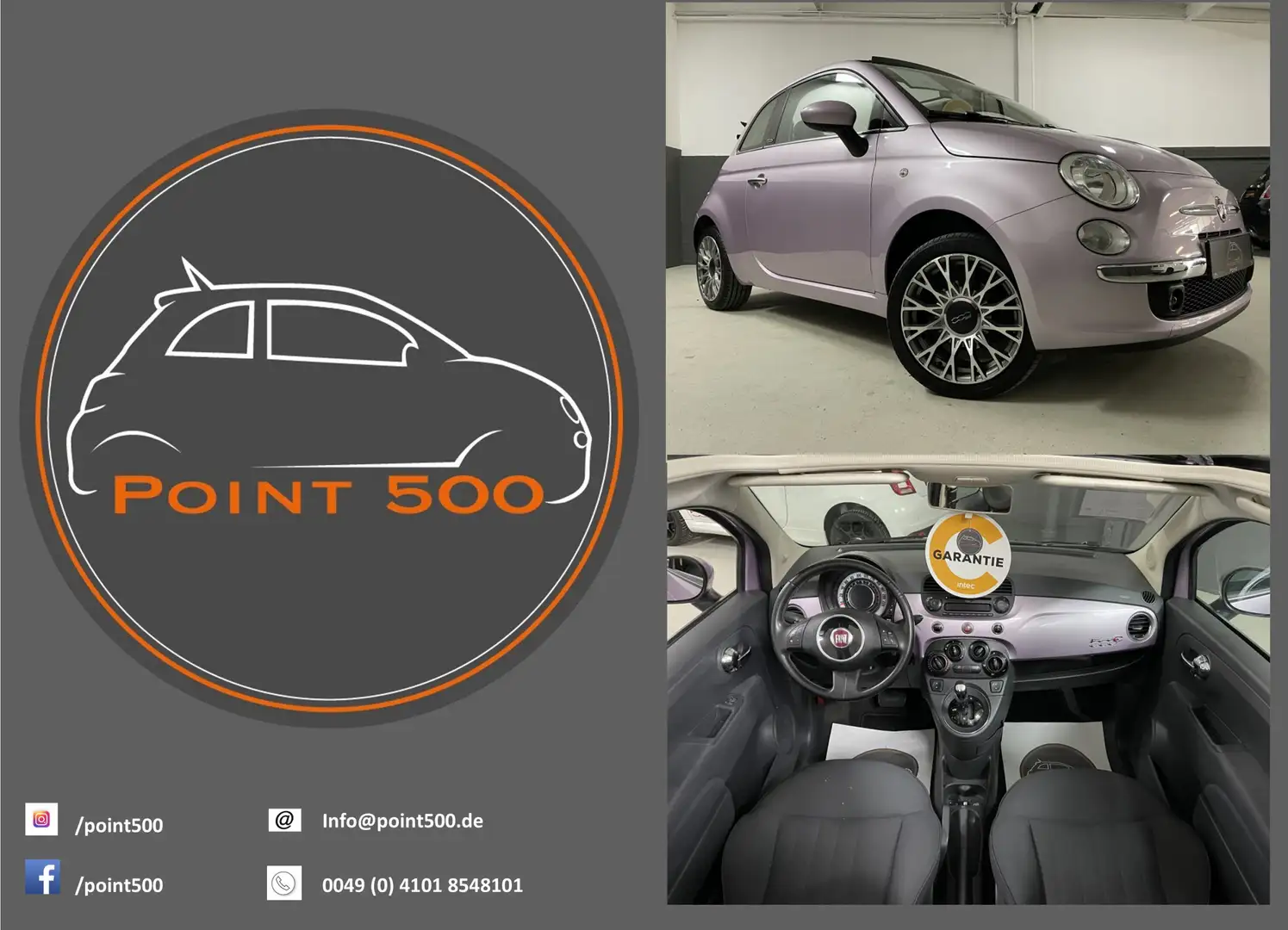 Fiat 500C Automatik 100PS RIESENAUSWAHL AN FIAT500!!! Violett - 1