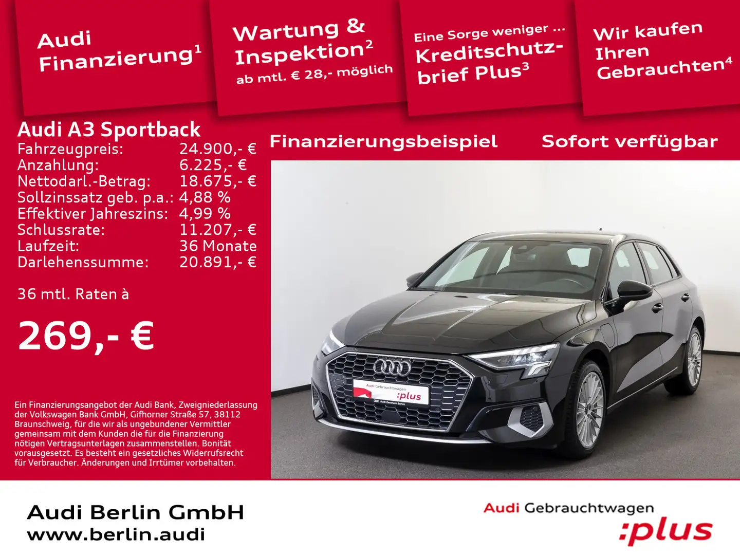 Audi A3 advanced 40 TFSI e S tr. LED NAVI Black - 1