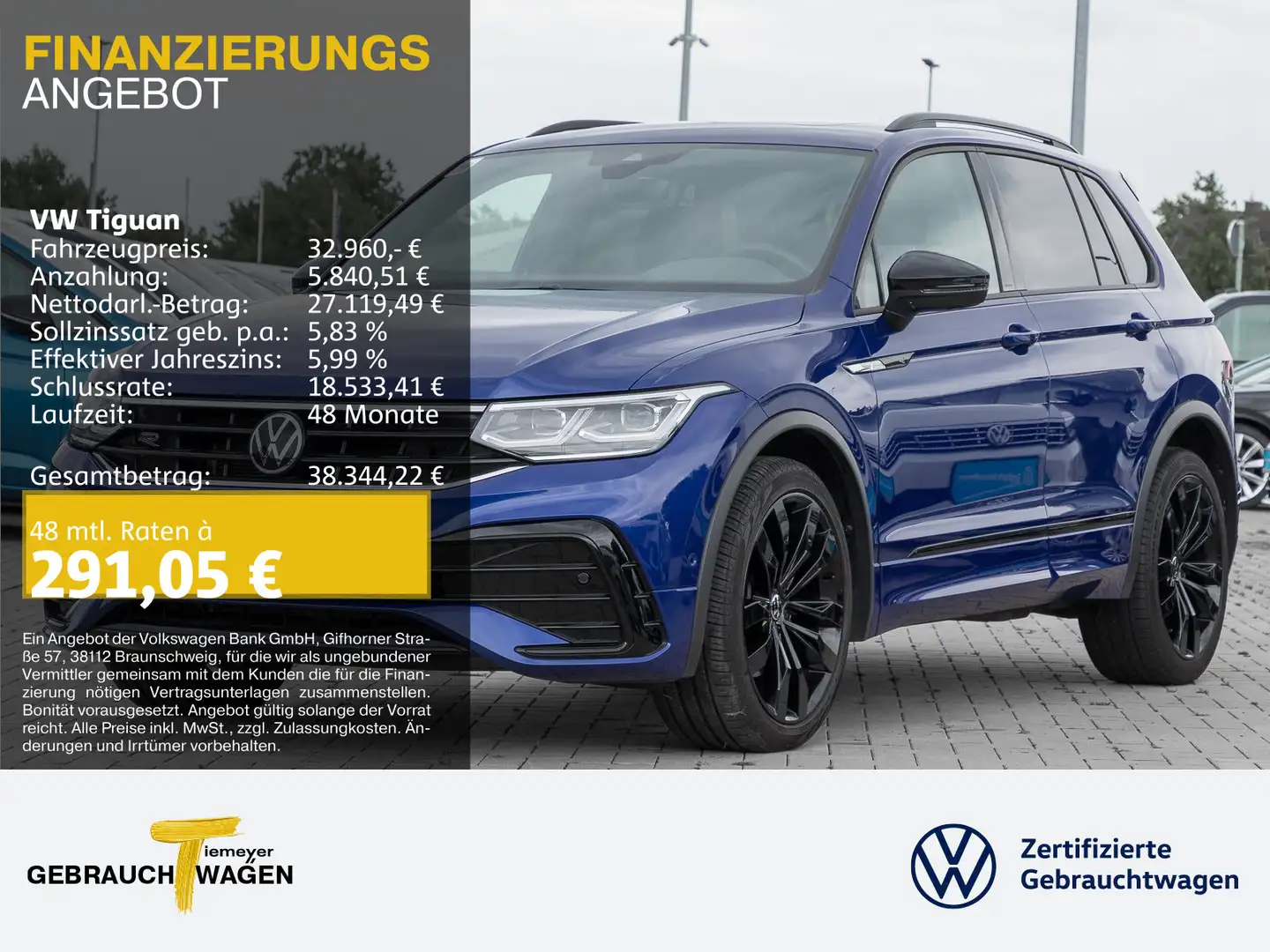 Volkswagen Tiguan 2.0 TSI 4M R-LINE MATRIX LM20 PANO KAMERA Blau - 1