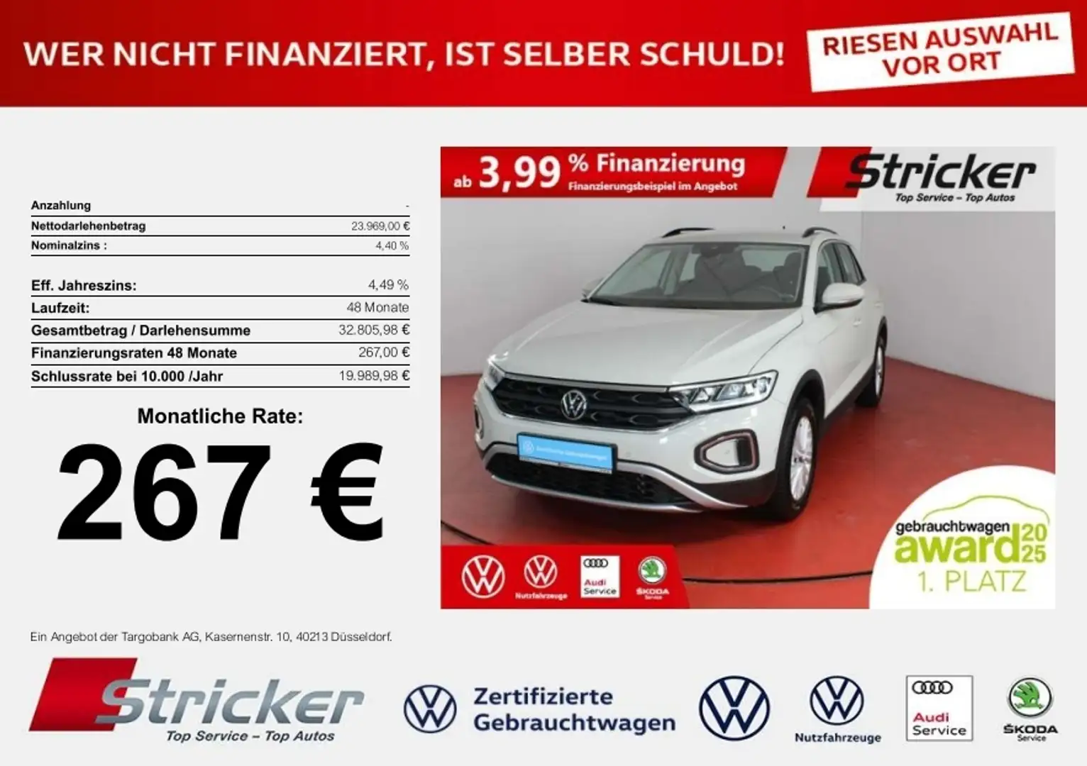 Volkswagen T-Roc Life 1.5TSI DSG 267,-ohne Anzahlung Navi AHK Sitz Grau - 1