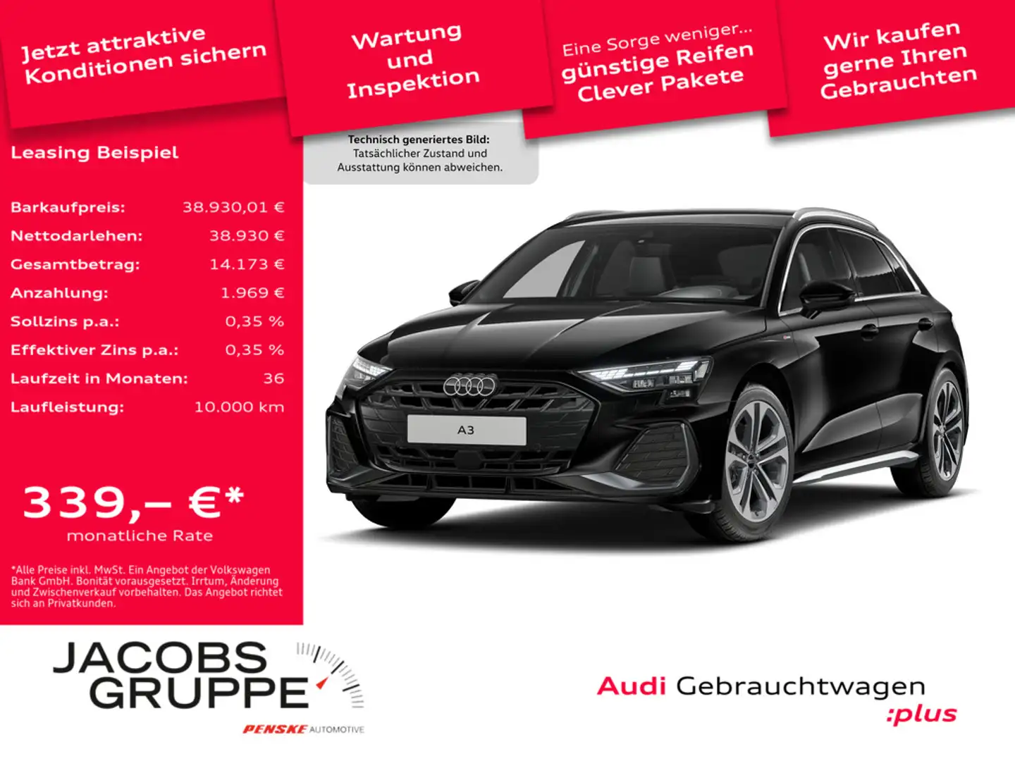 Audi A3 Sportback 35 TFSI S tronic S line AHK, Mat Schwarz - 1