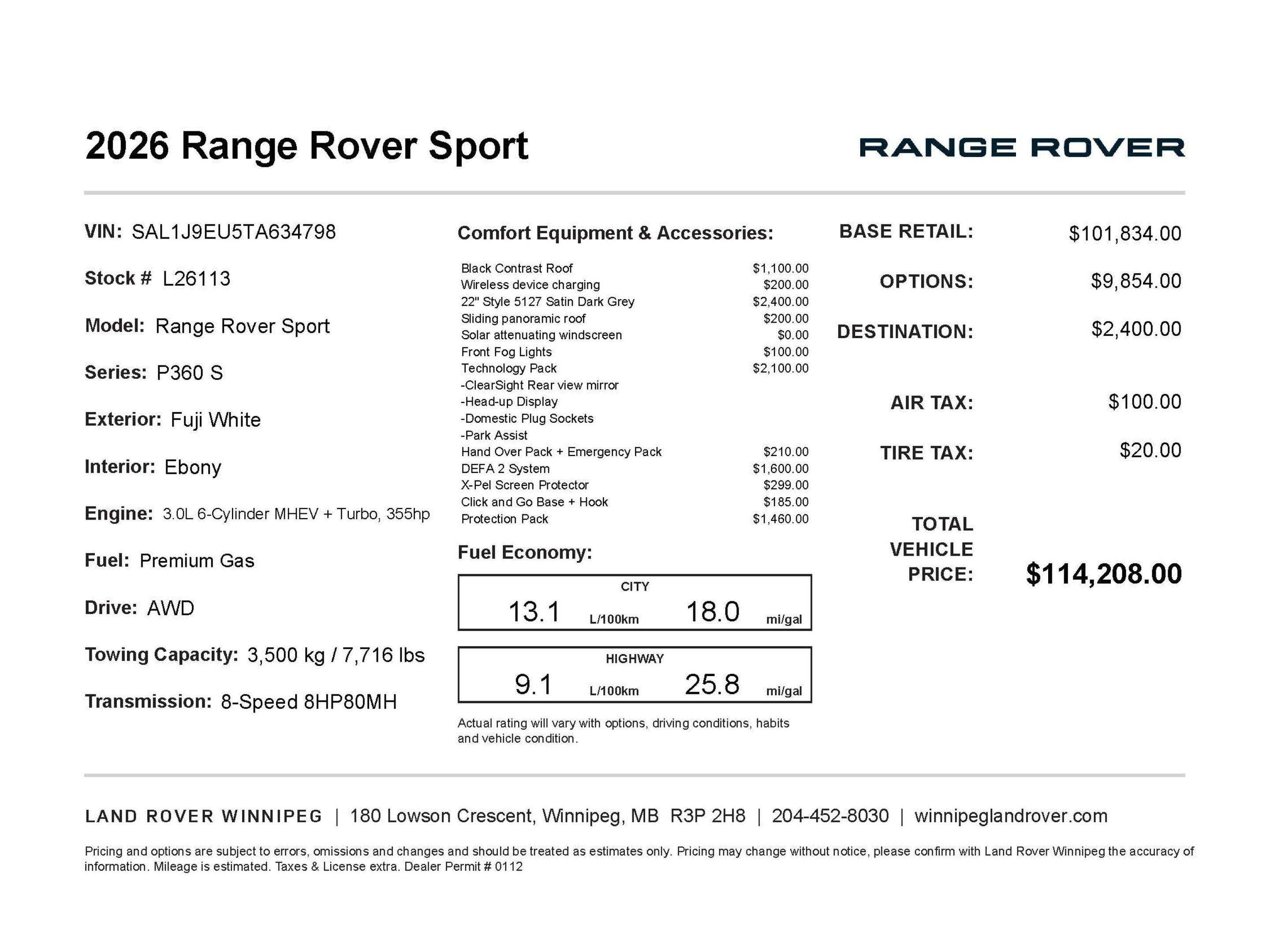 2026 Land Rover Range Rover Sport P360 S alt 2