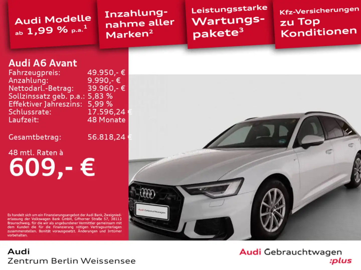 Audi A6 40 TDI S-TRO*S-LINE*MATRIX*HUD*360*ACC* Weiß - 1