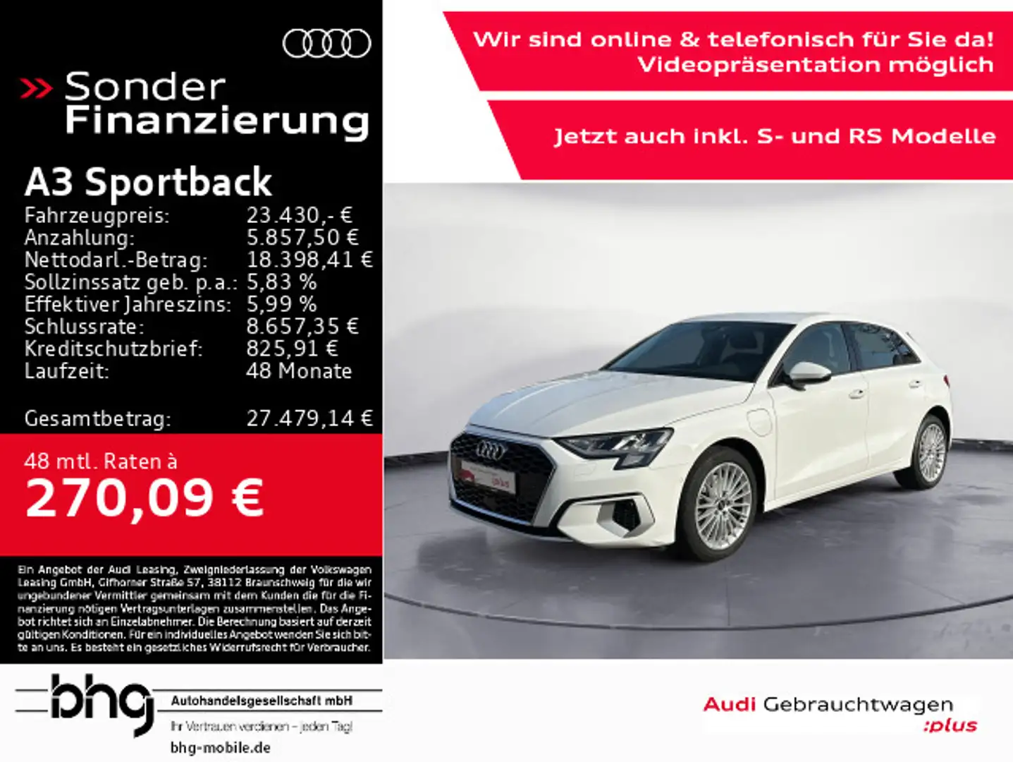 Audi A3 40 TFSIe advanced LED/Navi/interfac Weiß - 1