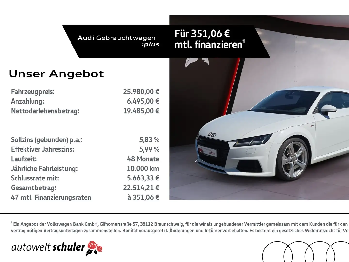Audi TT Coupe 2.0 TFSI quattro S-Line LED Navi SHZ GRA Weiß - 1