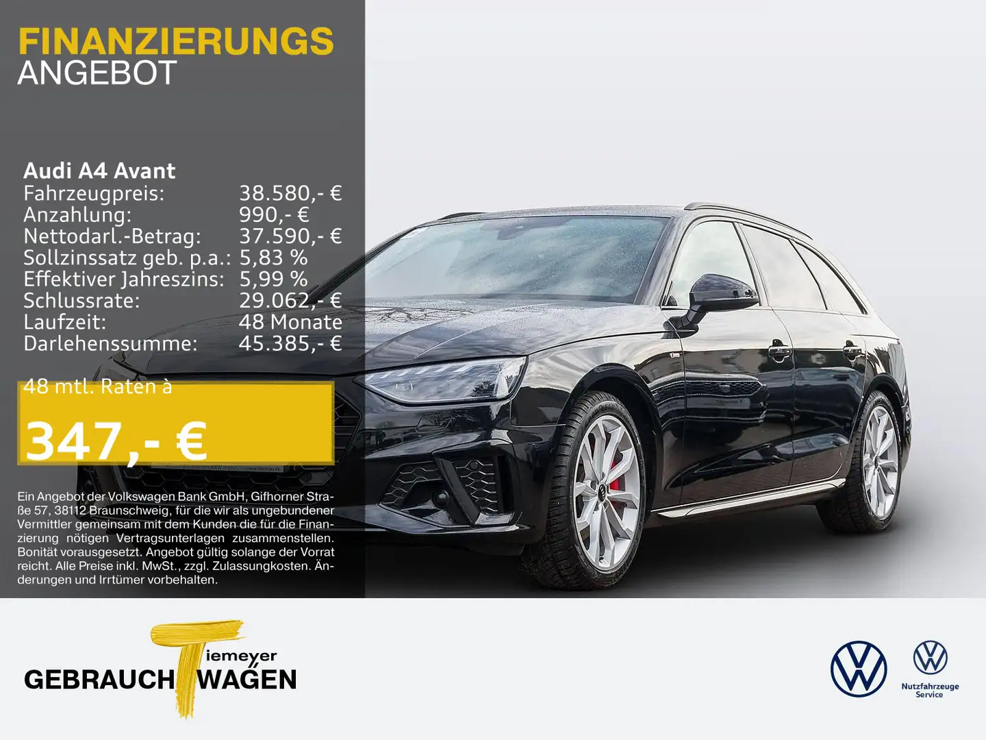 Audi A4 40 TFSI Q 2x S LINE LM19 KAMERA NAVI+ V Schwarz - 1