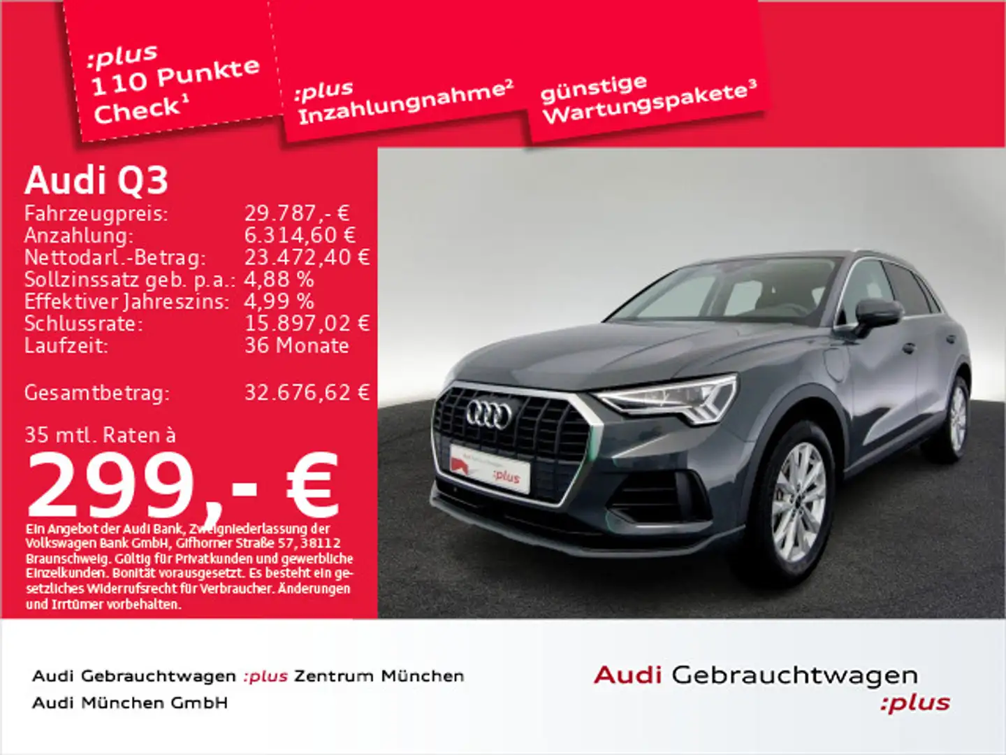 Audi Q3 45 TFSI e S tronic Pano/SONOS/Navi+ Grau - 1