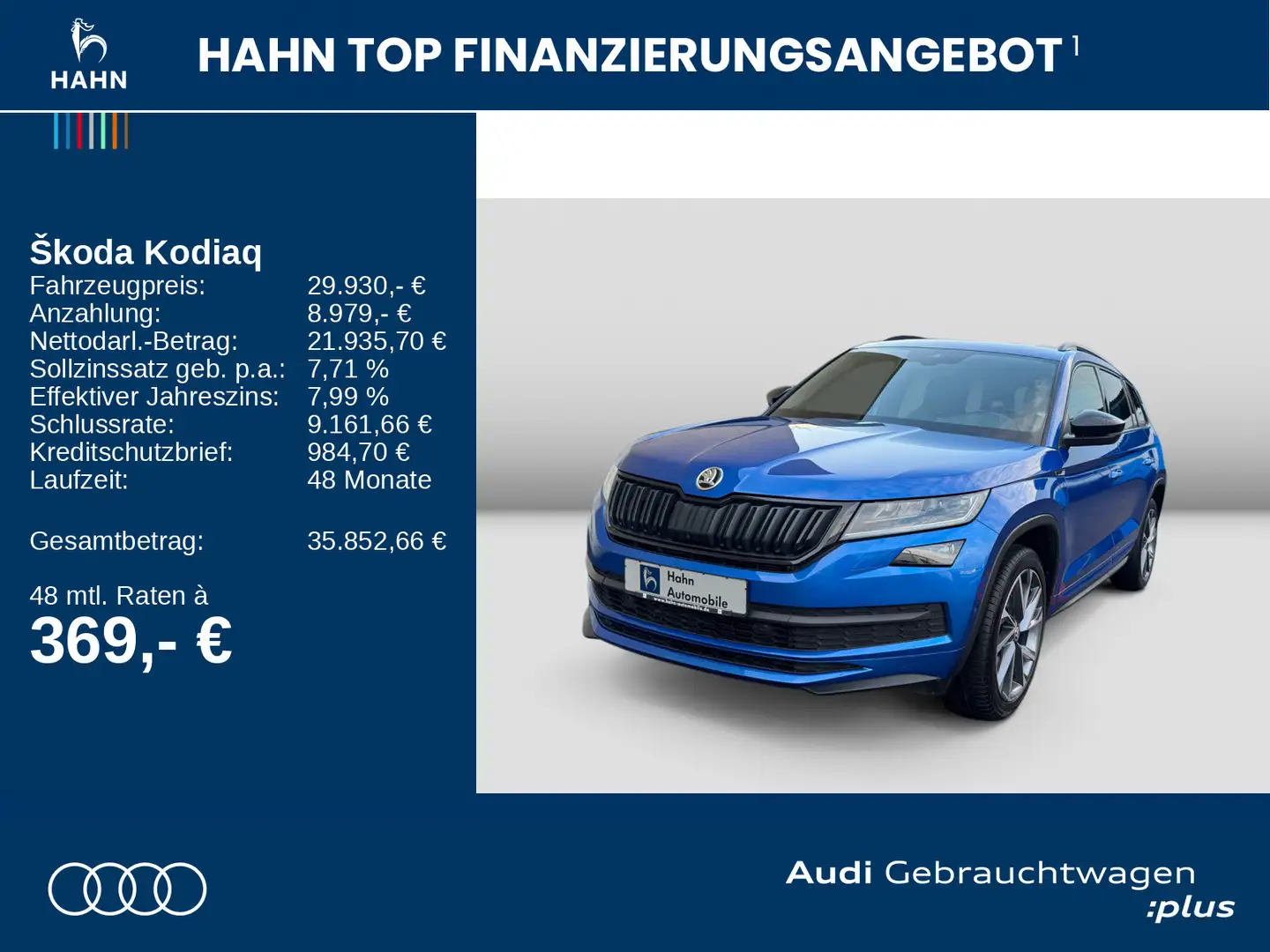 Skoda Kodiaq Sportline 2.0 TDI 4x4 DSG 360° Pano AHK Blau - 2