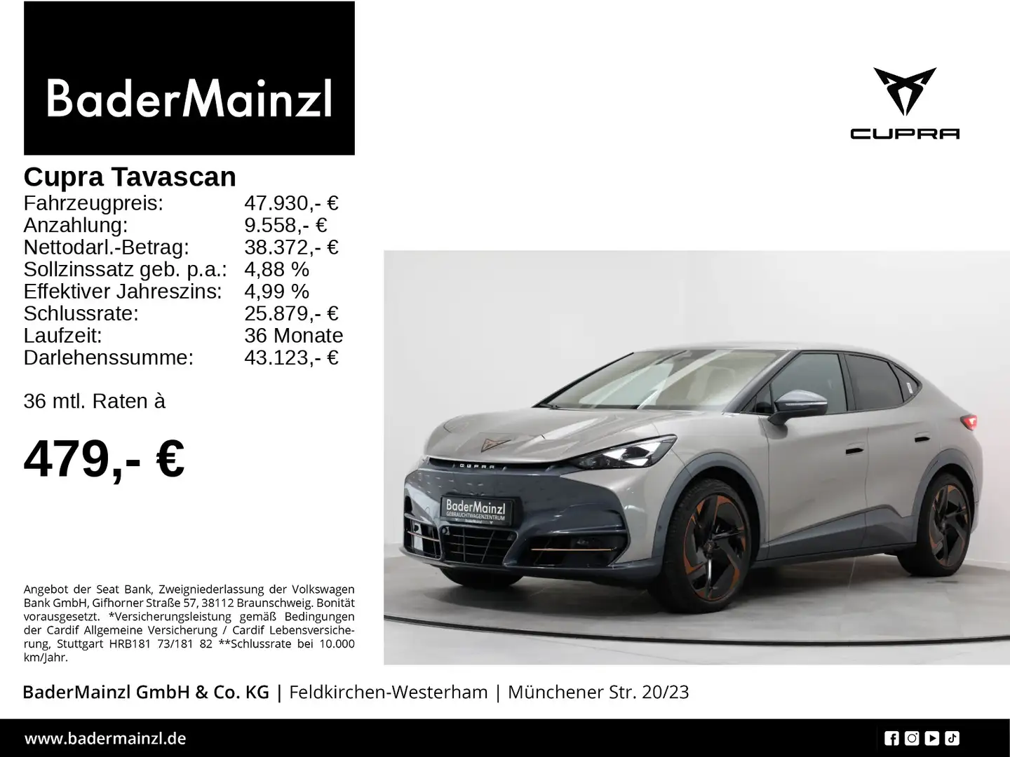 CUPRA Tavascan 77 kWh 4D 250 kW Pano HUD 360 WäPu Matr Gold - 1