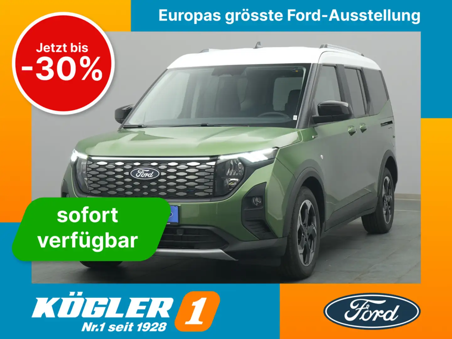 Ford Tourneo Courier E- Active 136PS/Navi/PDC -10%* Groen - 1