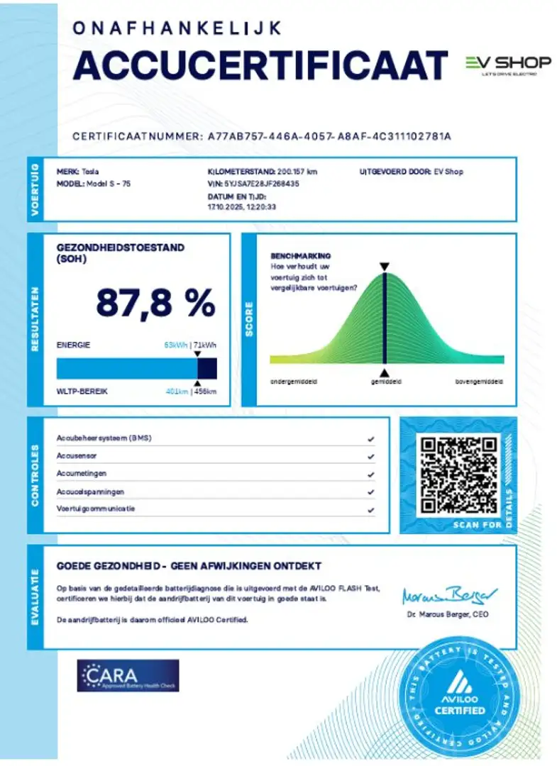 Tesla Model S 75D - Enhanced Pilot - 87.8 % SoH Noir - 2