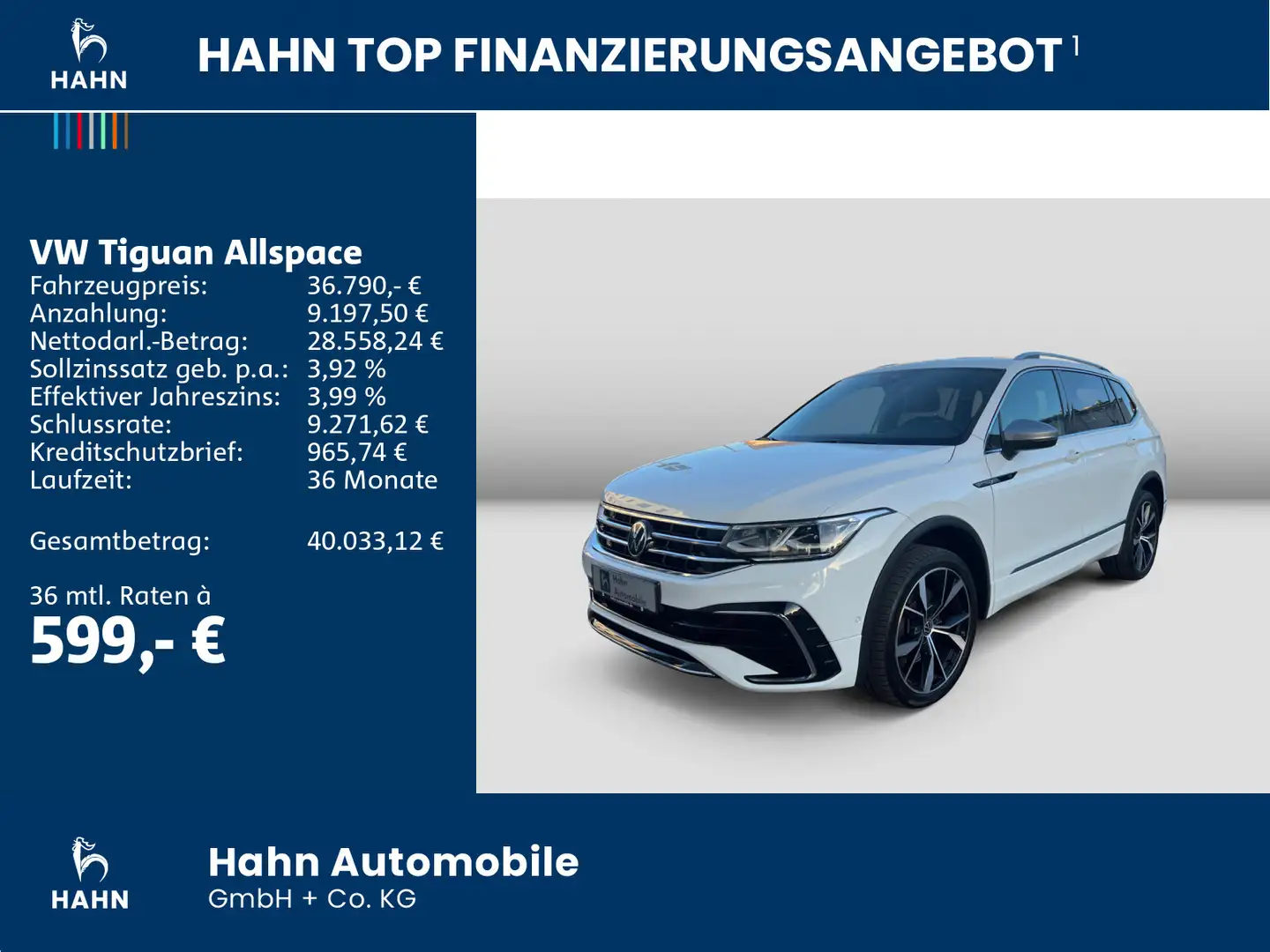 Volkswagen Tiguan Allspace 2.0TDI DSG 4Mo R-Line AHK DCC 7- Weiß - 2
