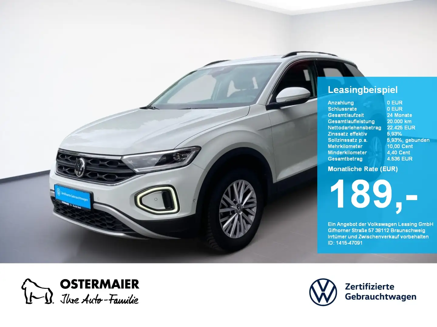 Volkswagen T-Roc LIFE 1.0TSI 116PS.LED.NAVI.CLIMA.VIRTUAL.PDC Weiß - 1