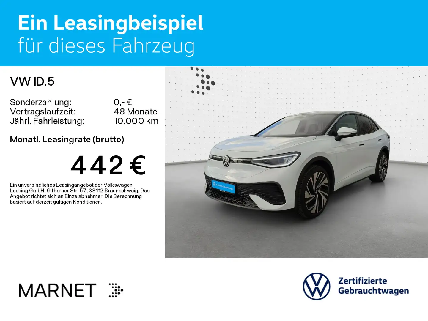 Volkswagen ID.5 Pro*77 kWh*Navi*Wärmep*Pano*IQ-Light*IQ-Dri Weiß - 2