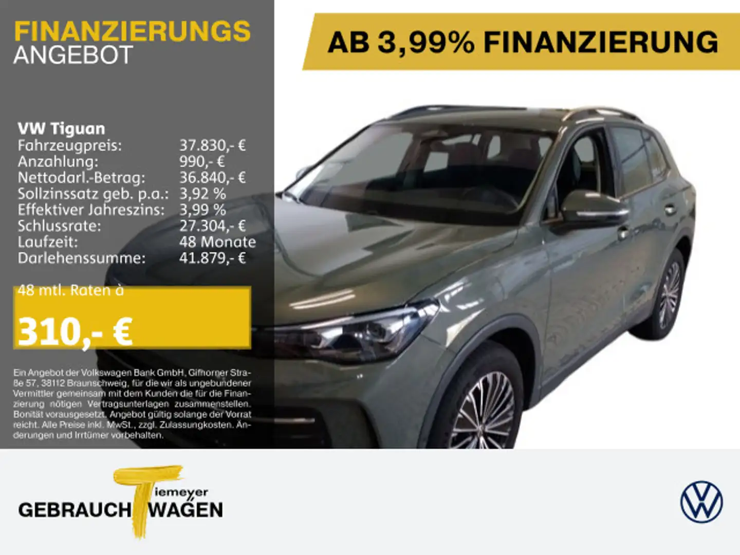 Volkswagen Tiguan 2.0 TDI DSG LIFE MATRIX STDHZG LM18 AHK Grün - 1