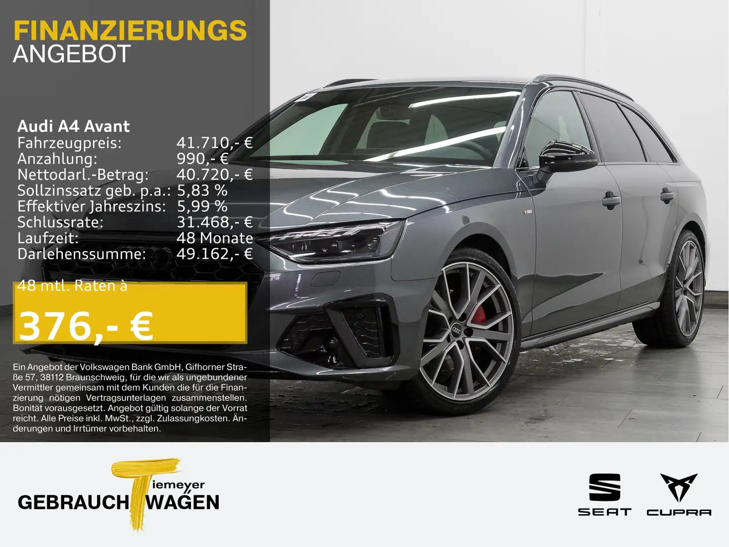 Audi A4 40 TFSI Q 2x S LINE LM19 KAMERA NAVI+ V Gris - 1