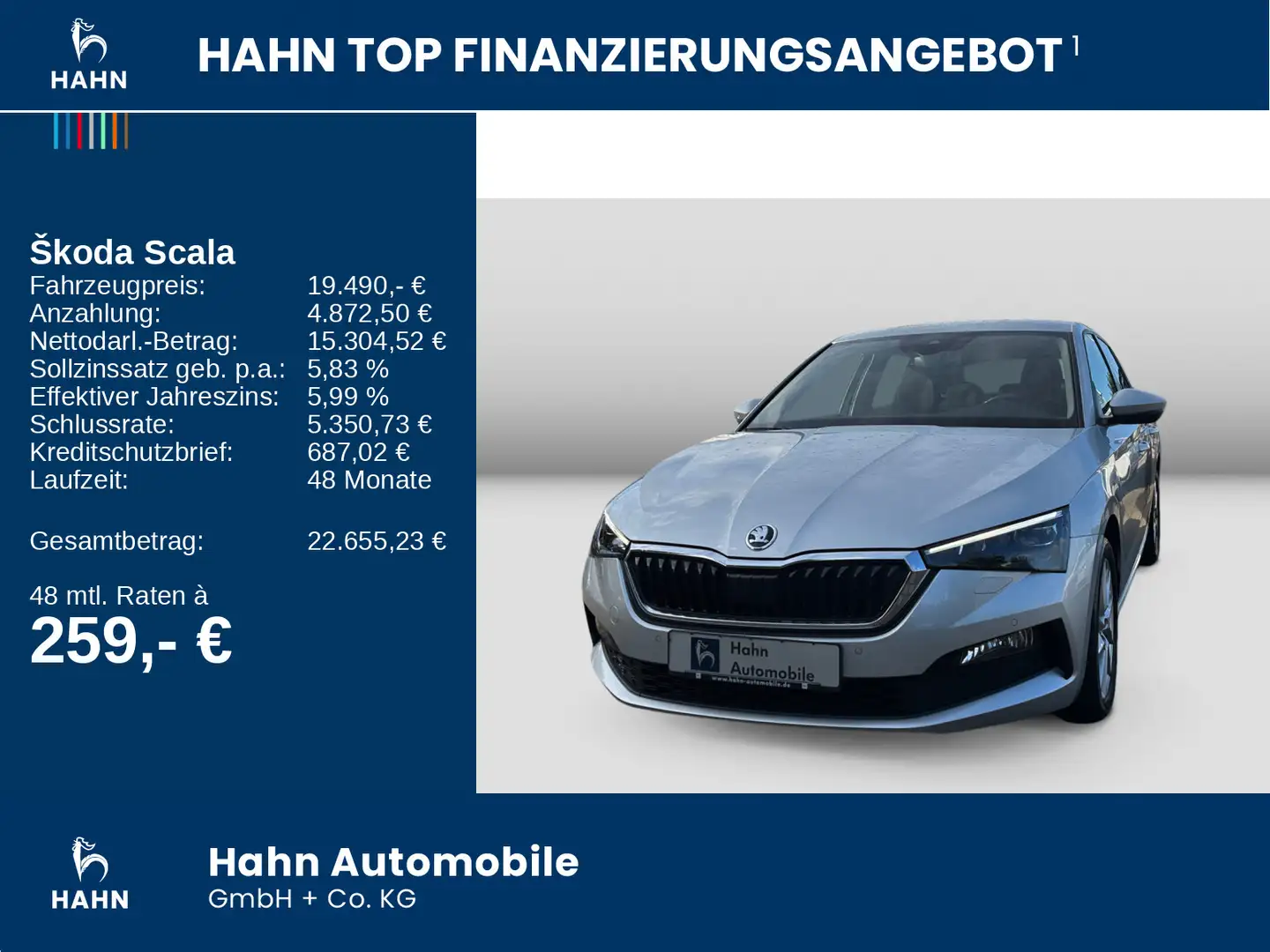 Skoda Scala 1.0TSI DSG Style LED Navi ACC Sitzhzg CAM Silber - 2