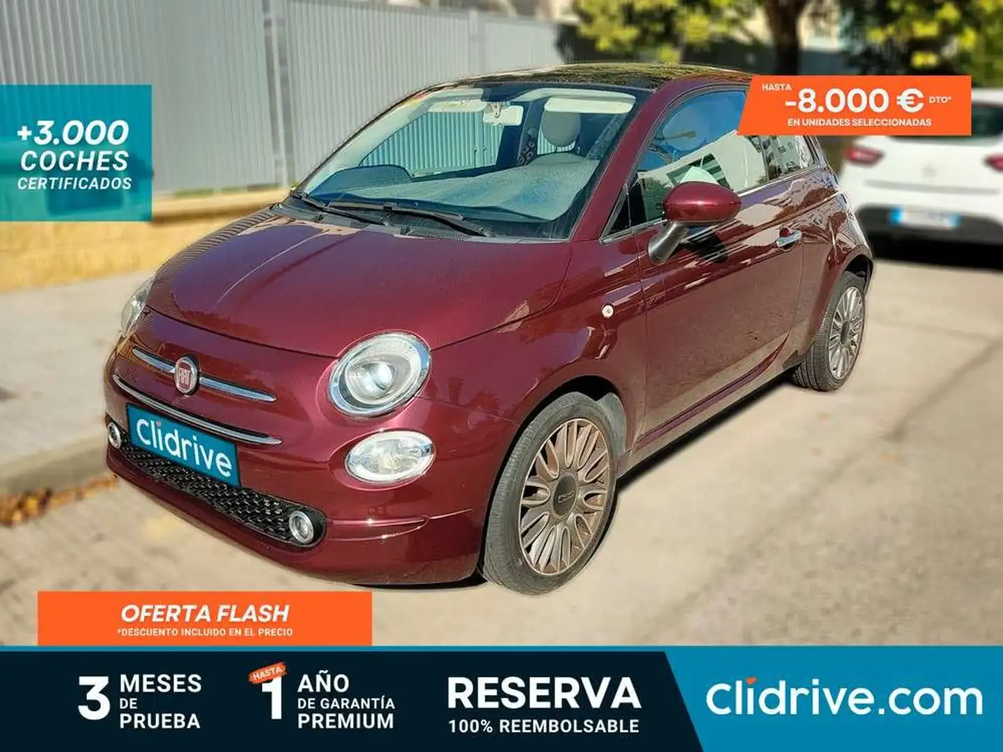Fiat 500C 1.2 Lounge Burdeos - 1