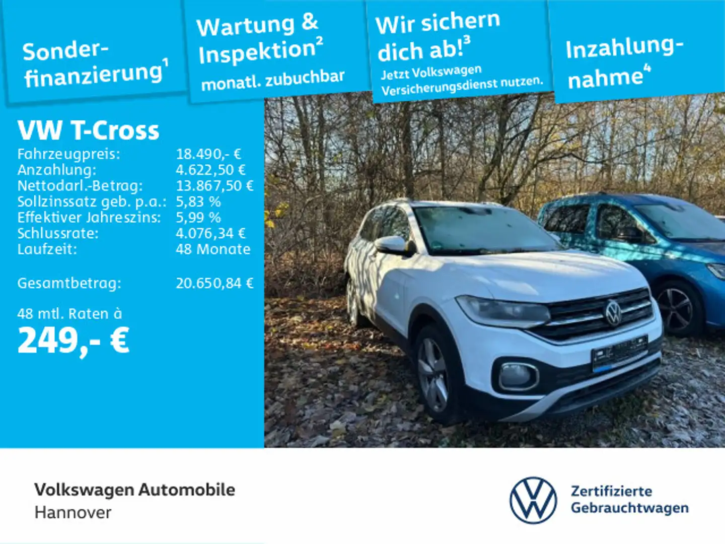 Volkswagen T-Cross 1.0 TSI Style Navi LED DigCockpit ACC PD Weiß - 1