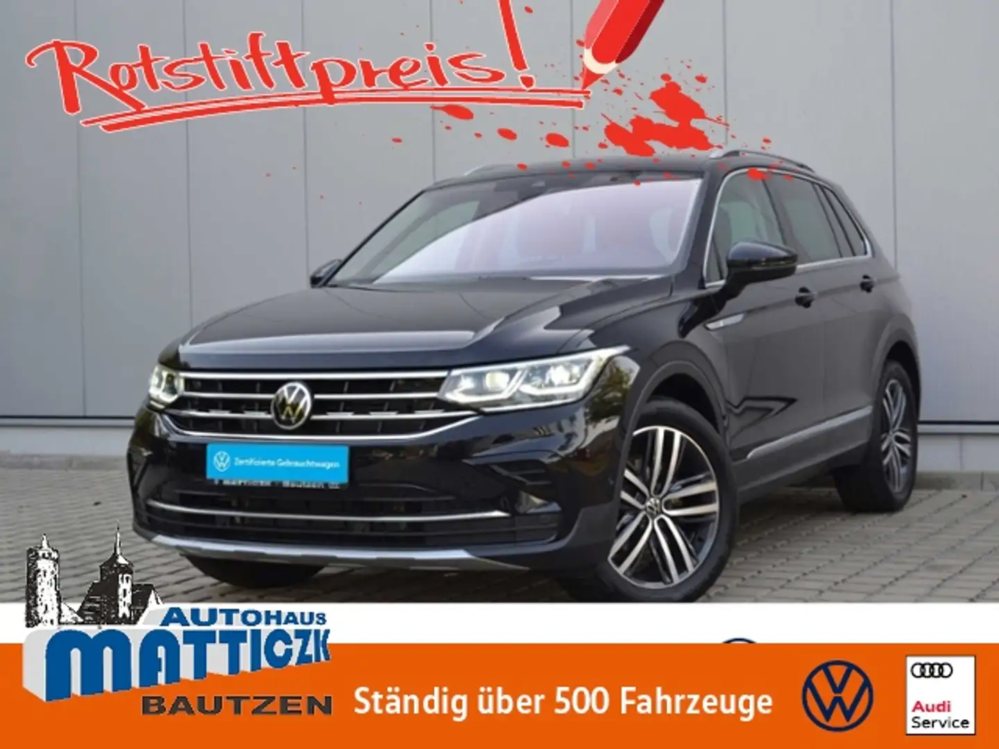 Volkswagen Tiguan 2.0 TDI 200 PS 4Motion DSG Elegance AHK/SPORT+CAR Schwarz - 1