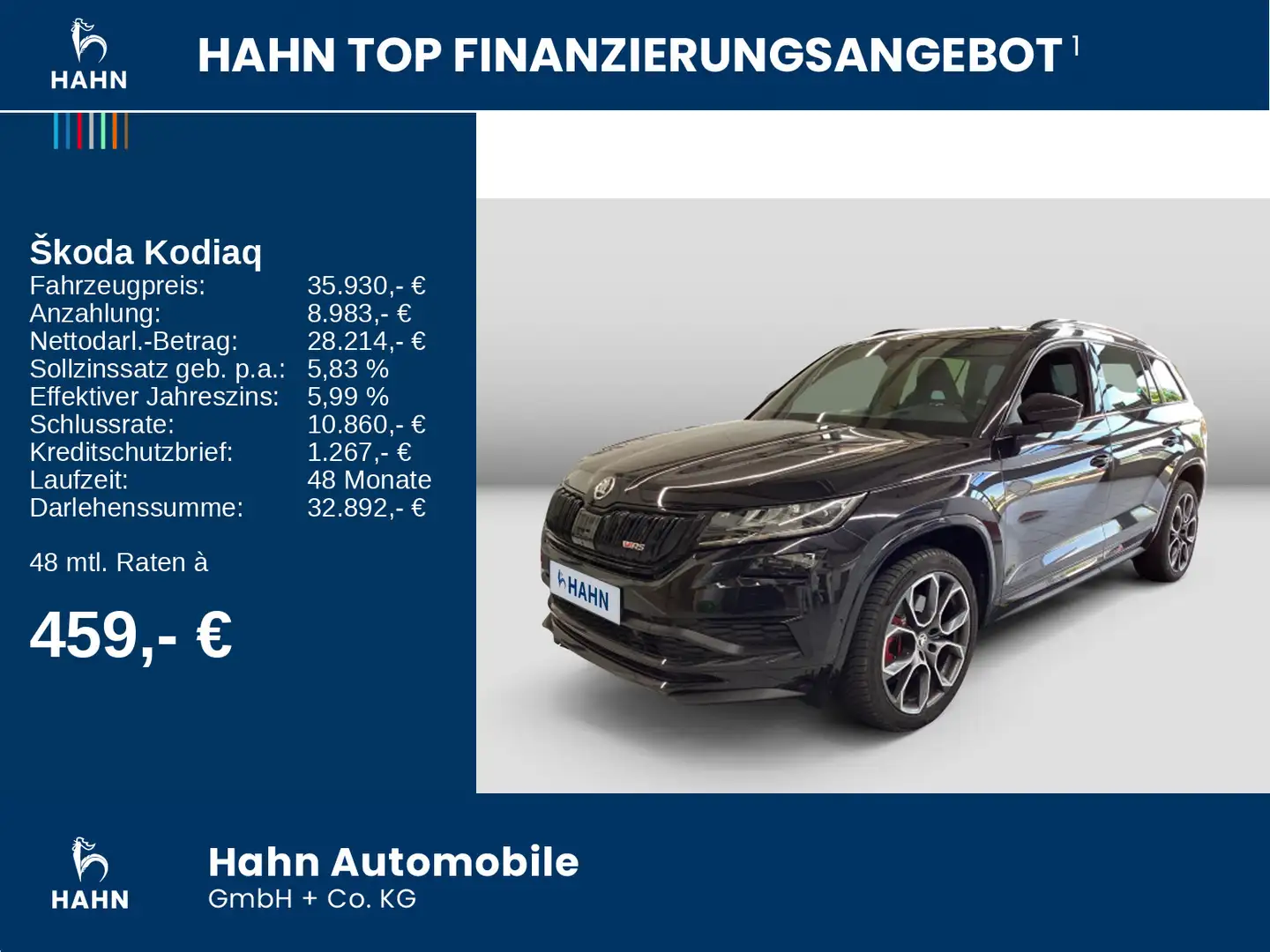 Skoda Kodiaq RS 2.0Bi-TDI DSG 4x4 Pano AHK Navi ACC Ca Schwarz - 2